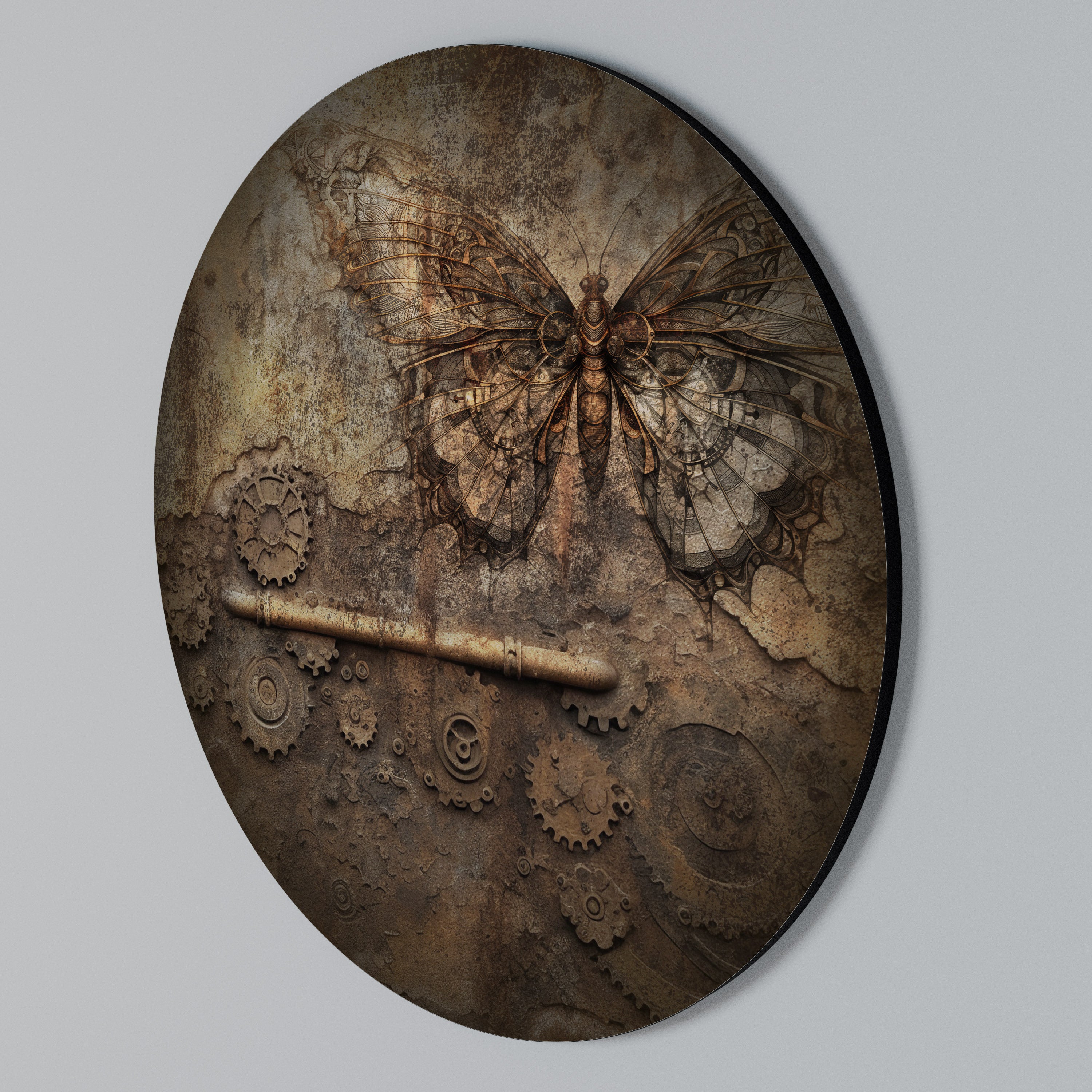 MECHANICAL BUTTERFLY Στρογγυλός πίνακας ζωγραφικής