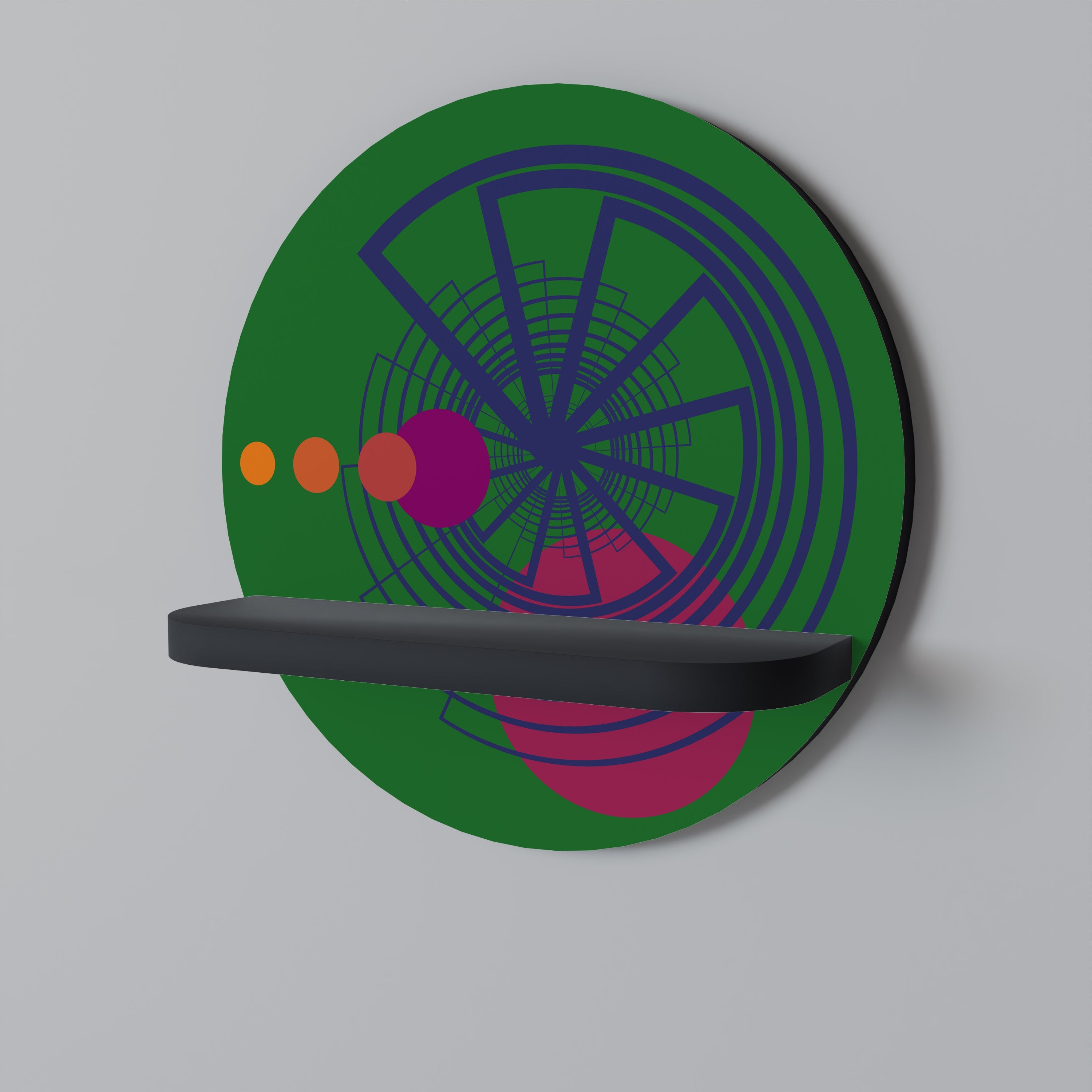 Στρογγυλό ράφι τέχνης VIVID COLORWHEEL σε μαύρο φινίρισμα