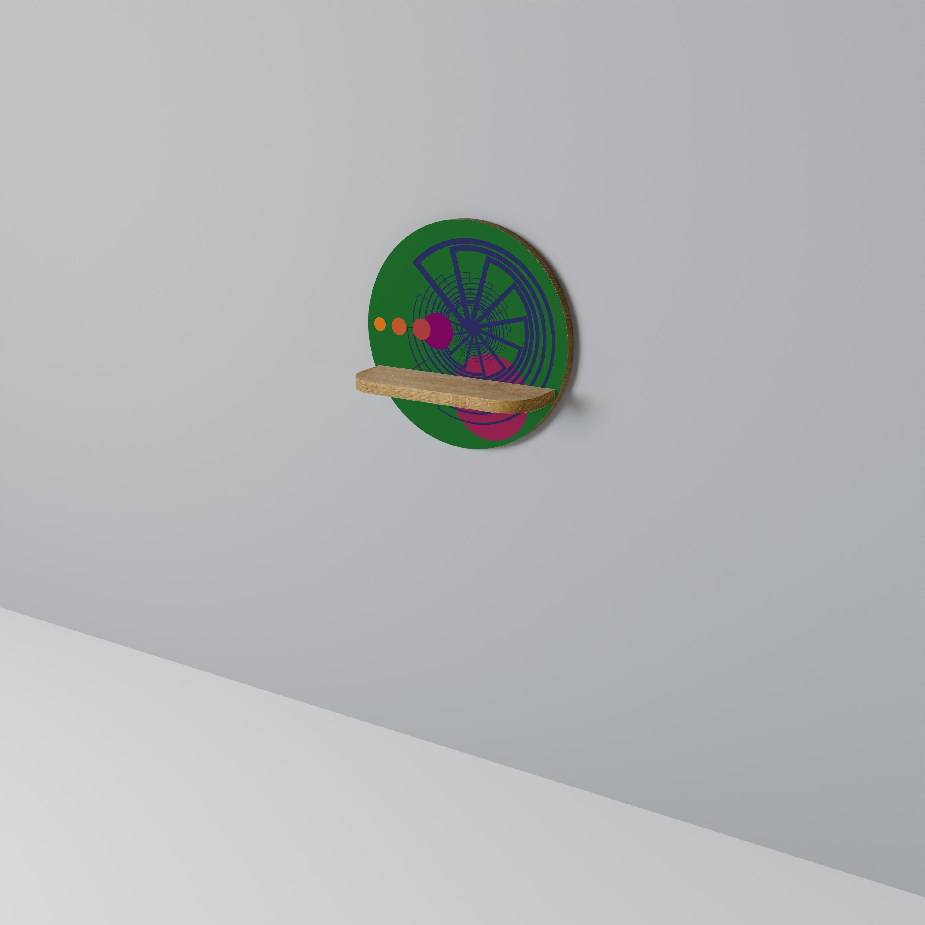 Στρογγυλό ράφι τέχνης VIVID COLORWHEEL σε εφέ δρυός