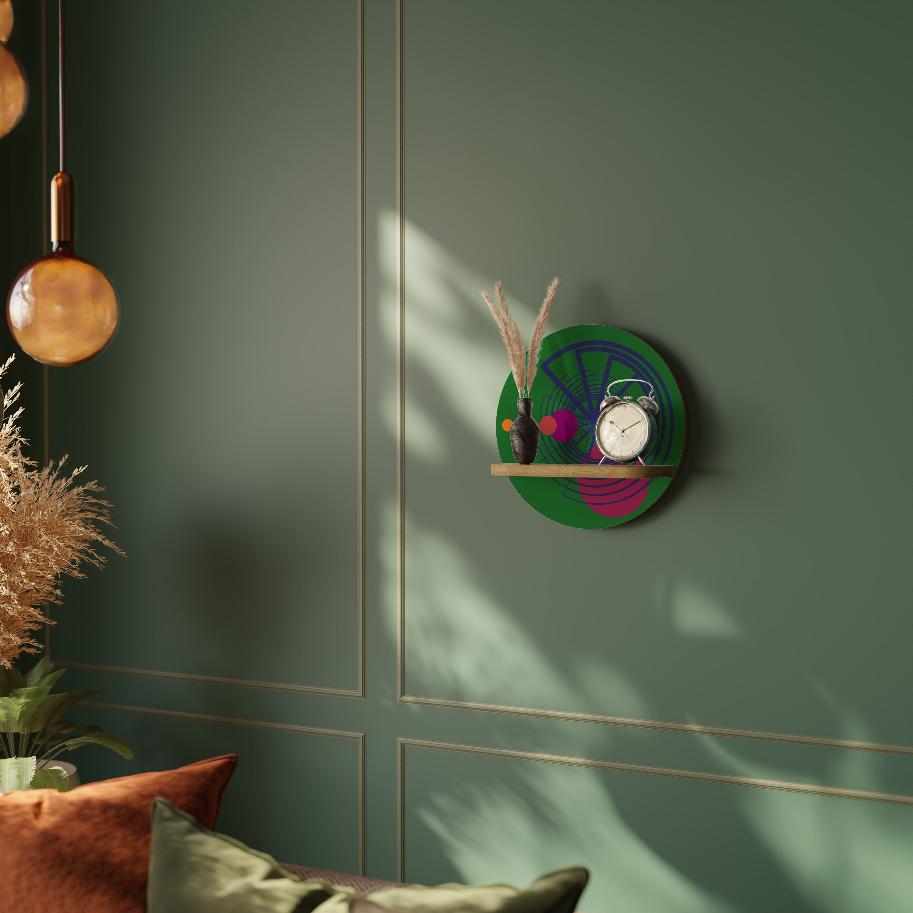 Στρογγυλό ράφι τέχνης VIVID COLORWHEEL σε εφέ δρυός