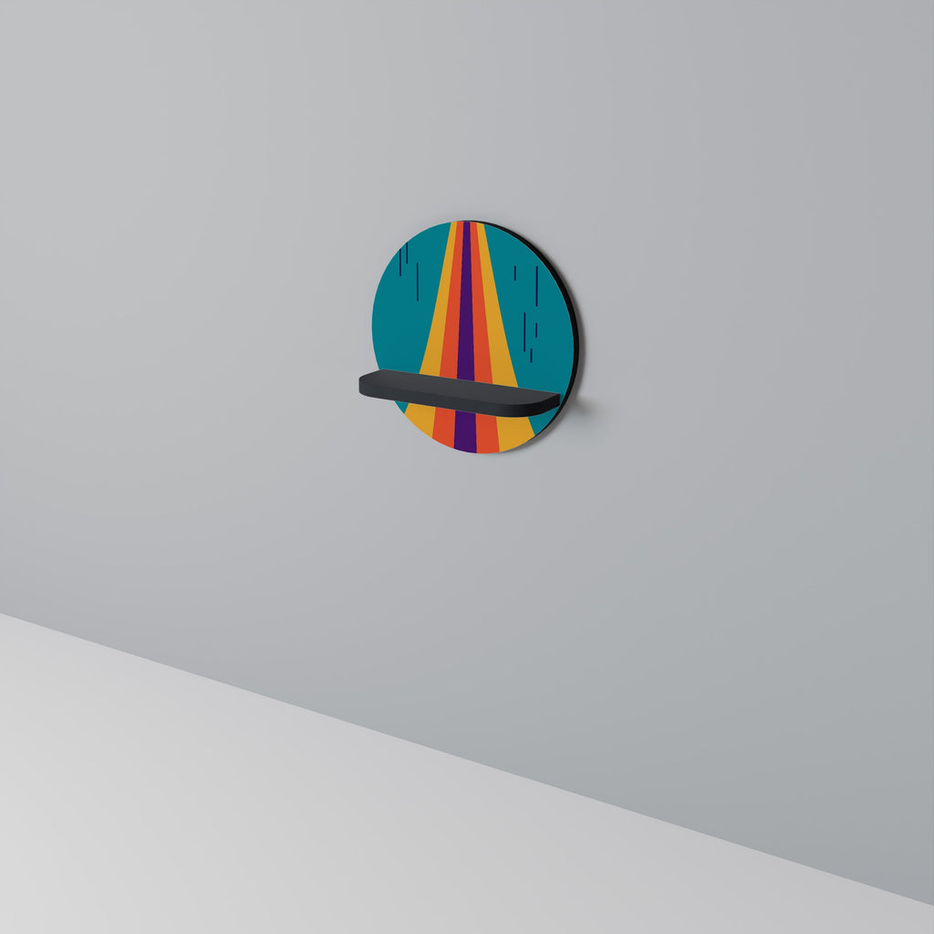 CHROMATIC DREAMSCAPE Round Art Shelf In Black Finish