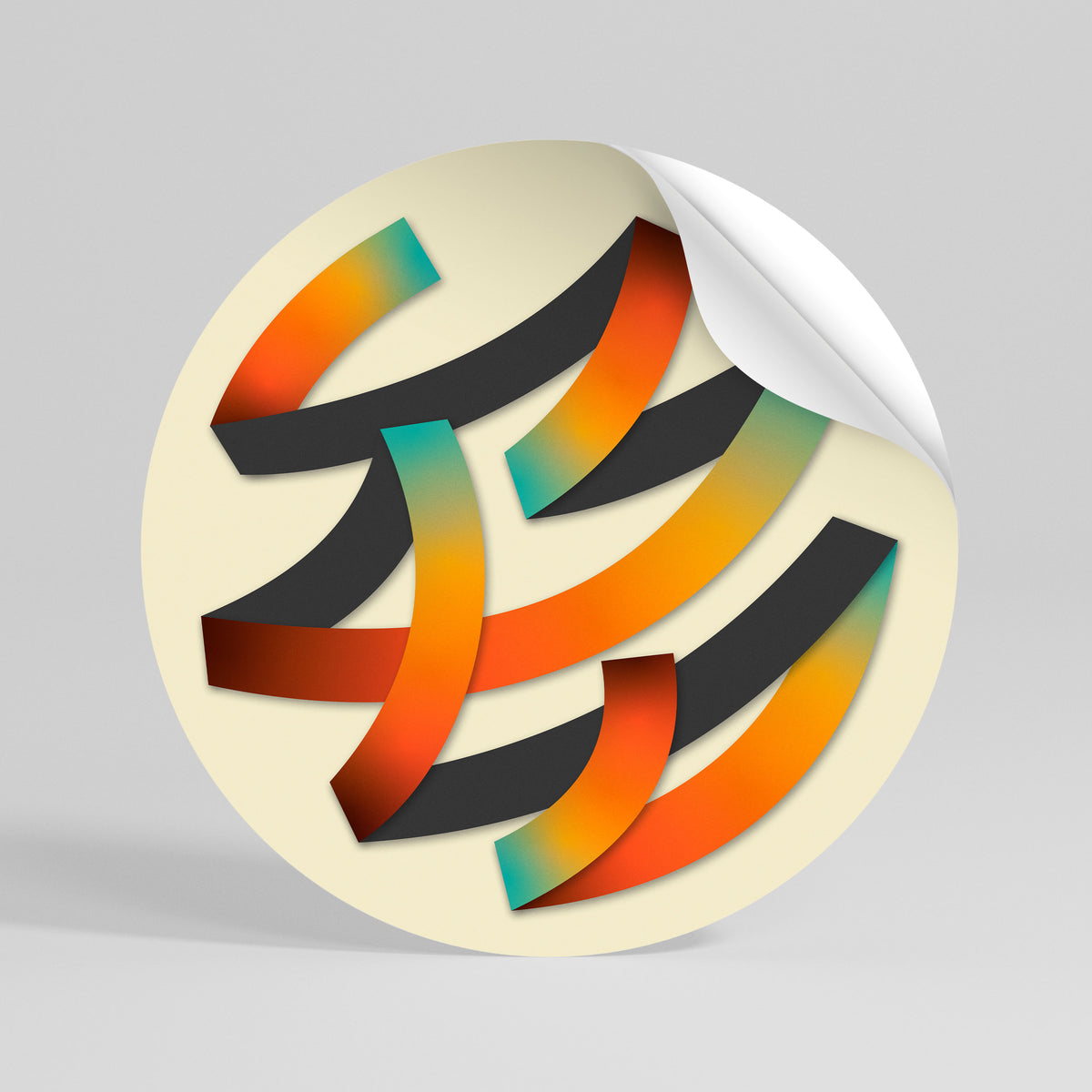 RIBBON REVERIE Peel and Stick Round Sticker