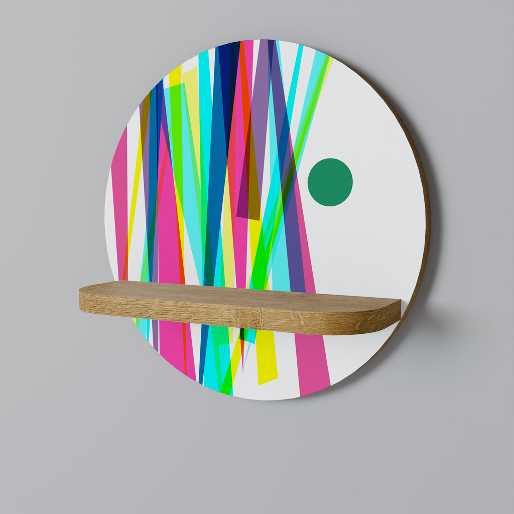WHIMSY NEON Round Art Shelf In Oak Effect