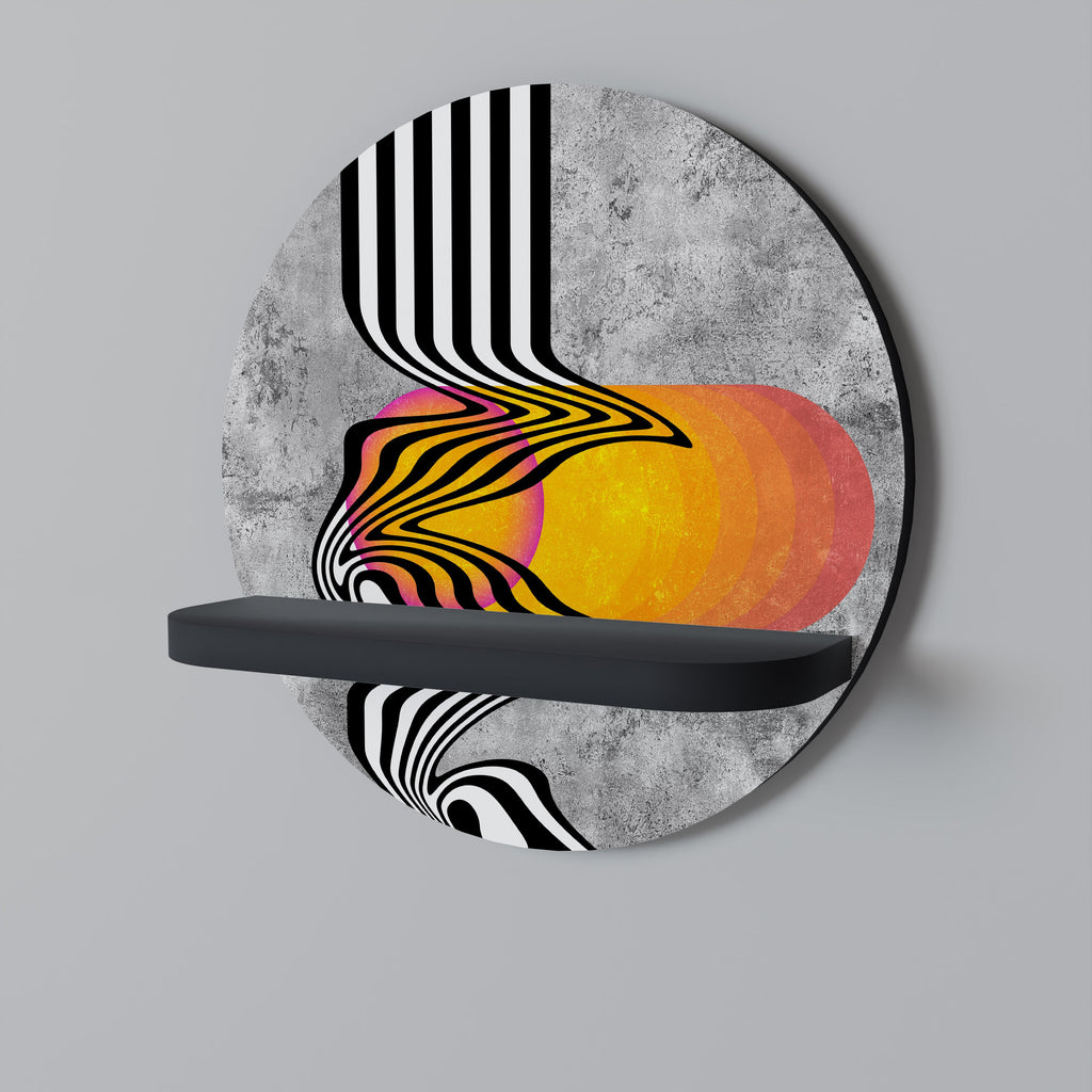 Στρογγυλό ράφι τέχνης WHIMSICAL WAVES σε μαύρο φινίρισμα