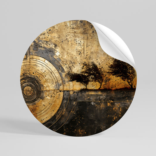 COPPERY EARTHQUAKE Peel and Stick Round Sticker