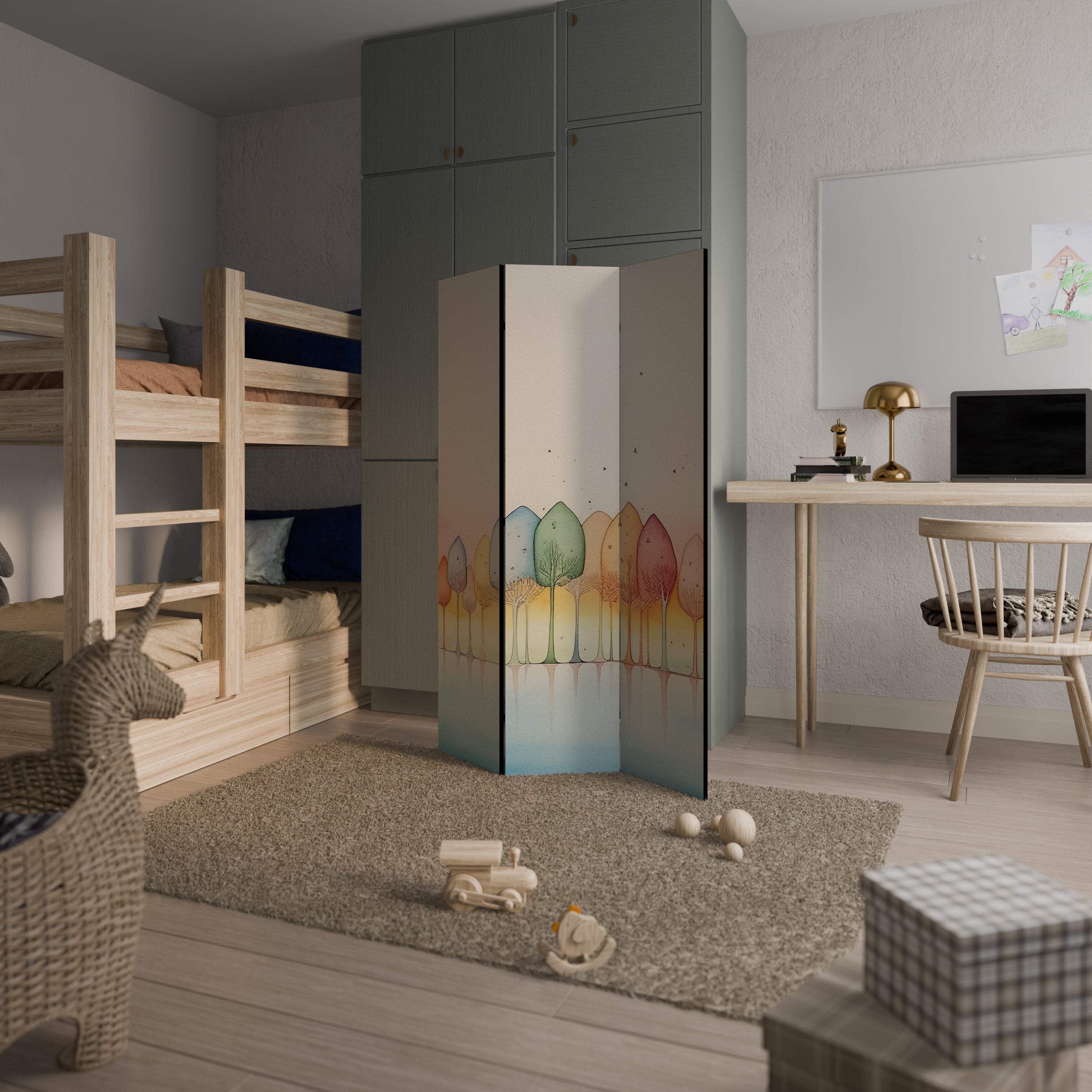 COLORFUL OASIS 3-Panel Room Divider