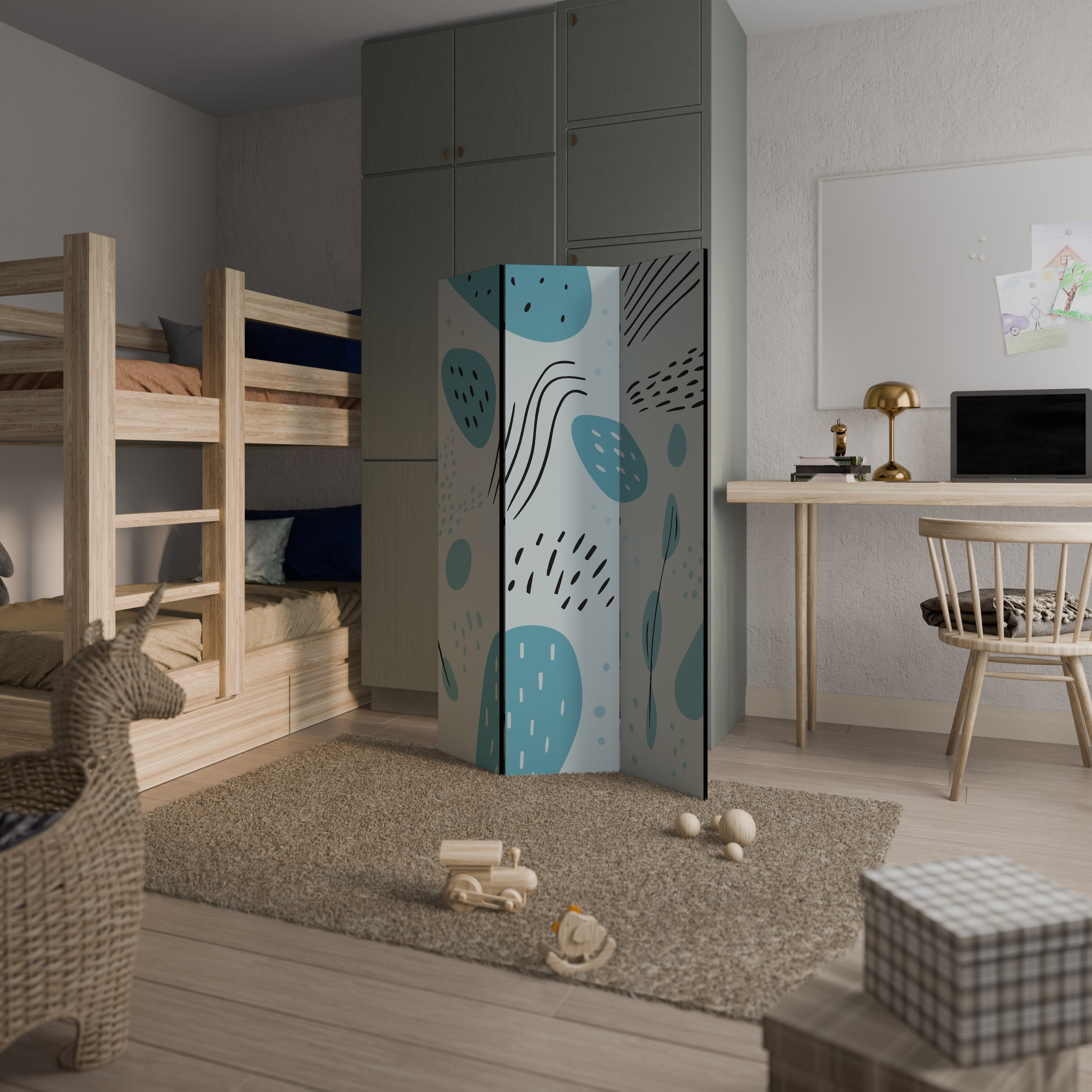 GREENISH FRENZY Διακοσμητικό παραβάν με 3 πάνελ