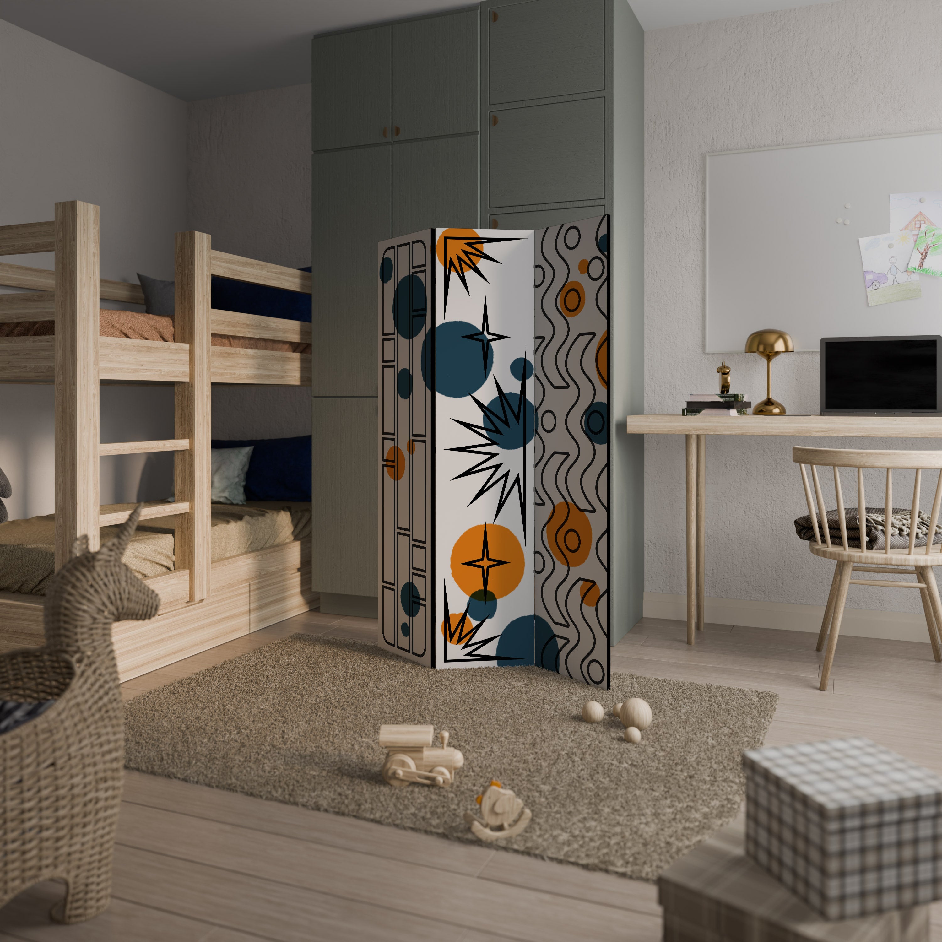 ABSTRACT SYMPHONY FLARE Διακοσμητικό παραβάν με 3 πάνελ