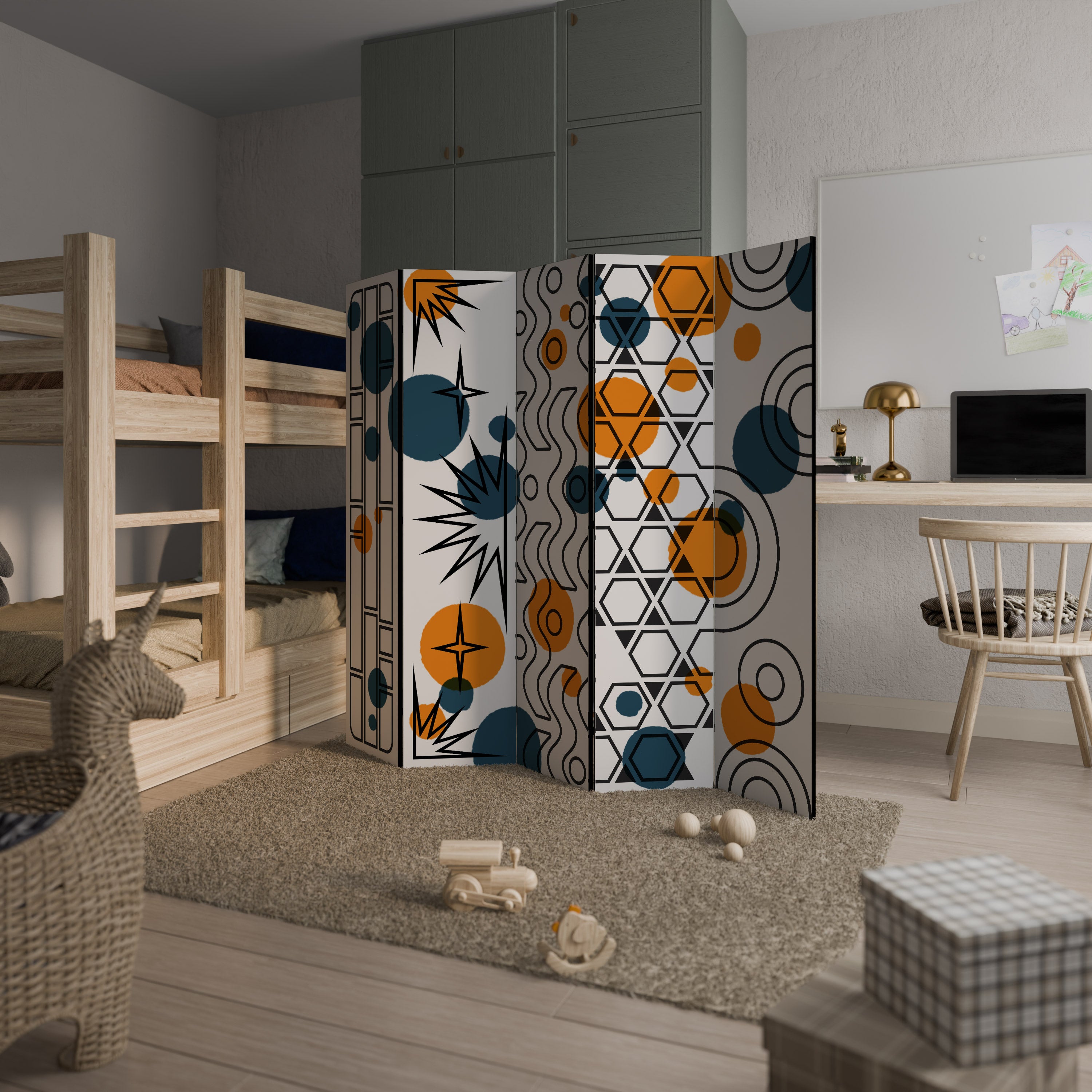 ABSTRACT SYMPHONY FLARE Διακοσμητικό παραβάν με 5 πάνελ