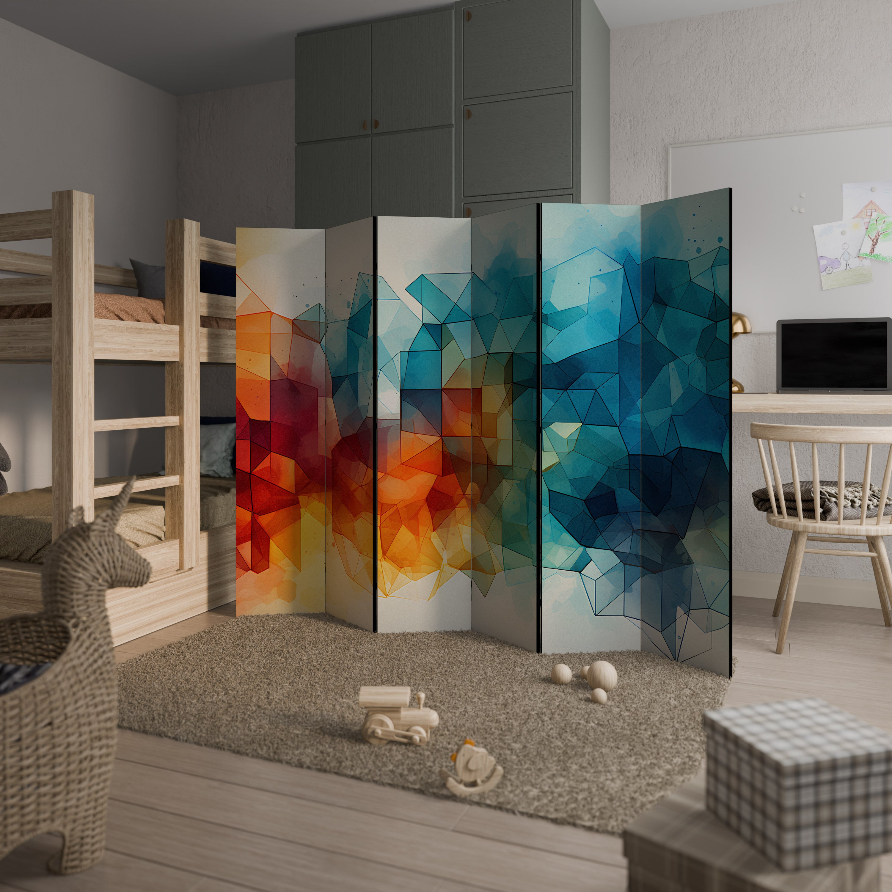 VIBRANT FACETS UNITE 6-Panel Room Divider