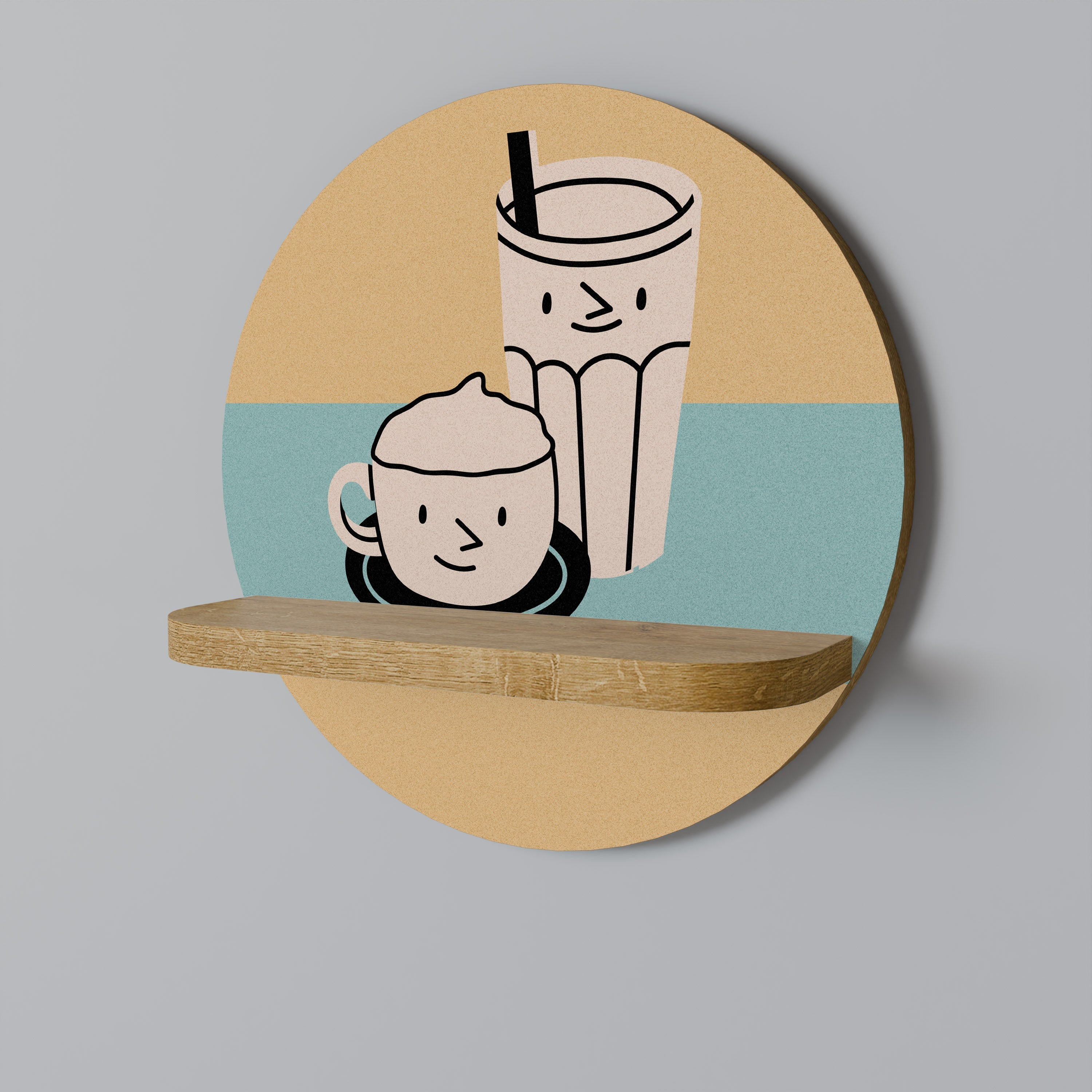 Στρογγυλό ράφι COFFEE PLEASURES σε στιλ δρυός
