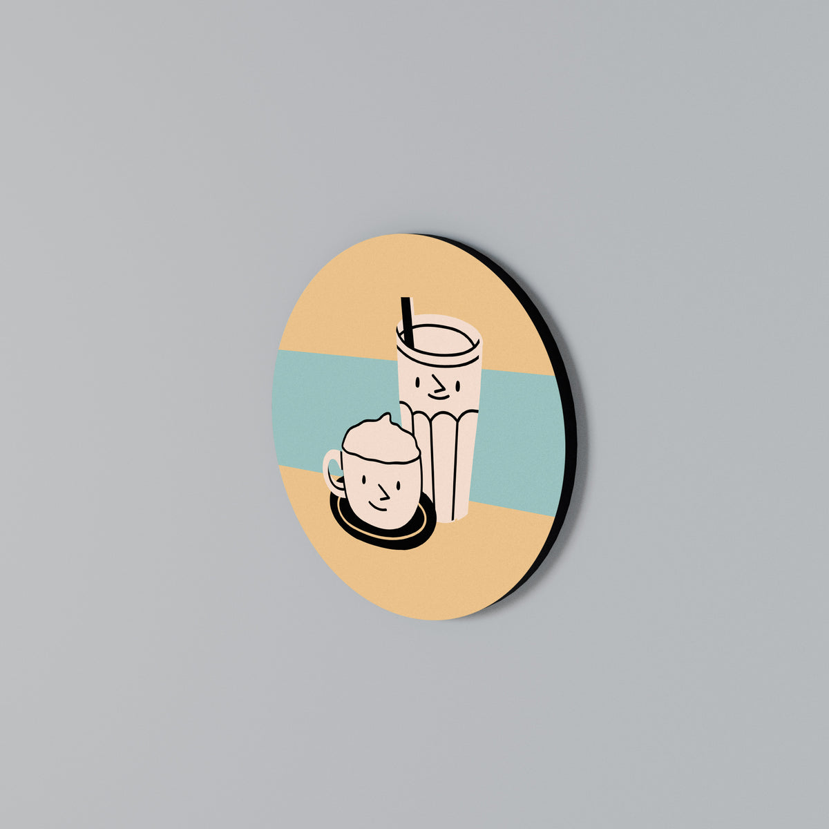 COFFEE PLEASURES Round Wall Art