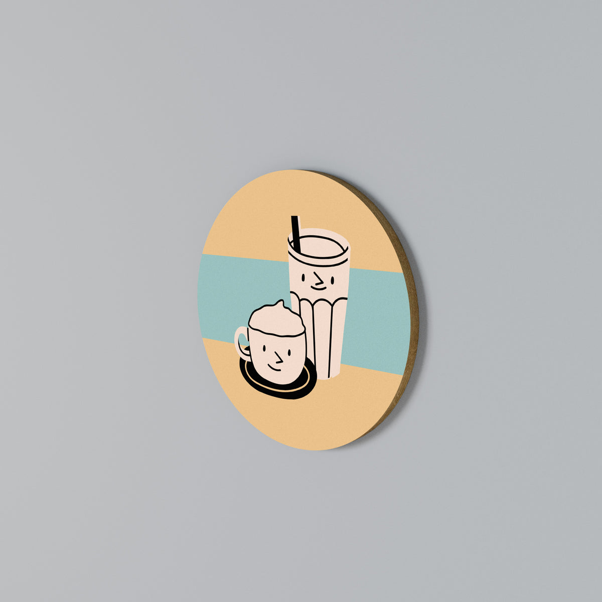 COFFEE PLEASURES Round Wall Art