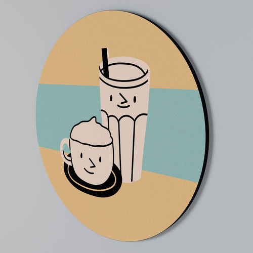 COFFEE PLEASURES Στρογγυλός πίνακας ζωγραφικής