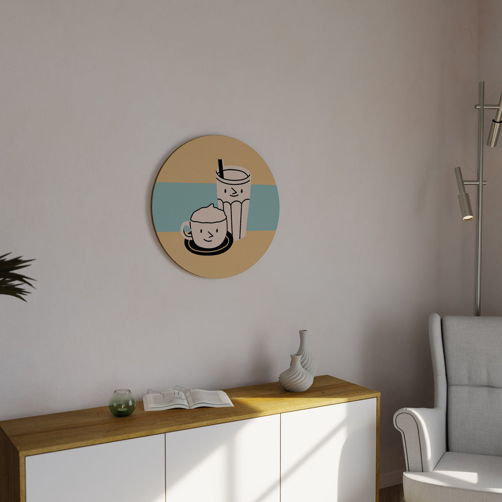 COFFEE PLEASURES Round Wall Art