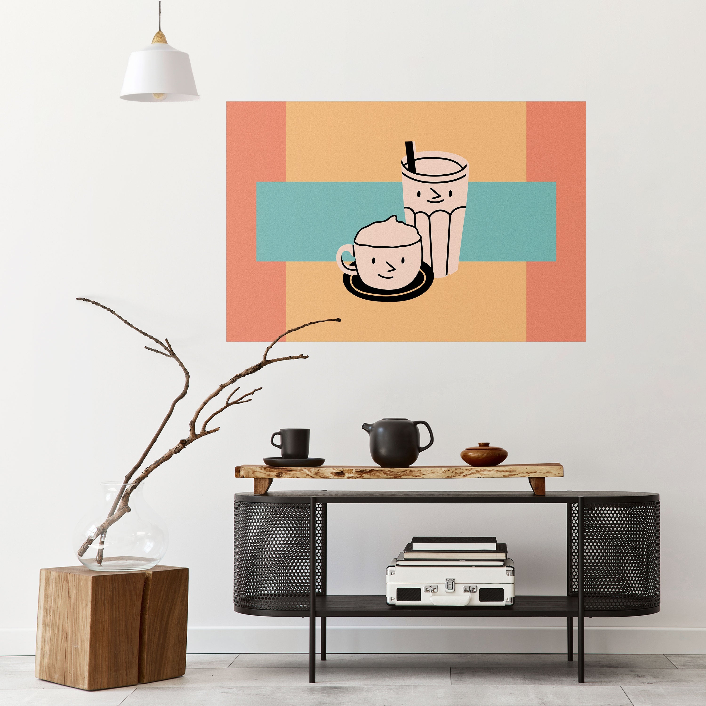 Αφίσα COFFEE PLEASURES με οριζόντια τοποθέτηση και κολλητική ταινία