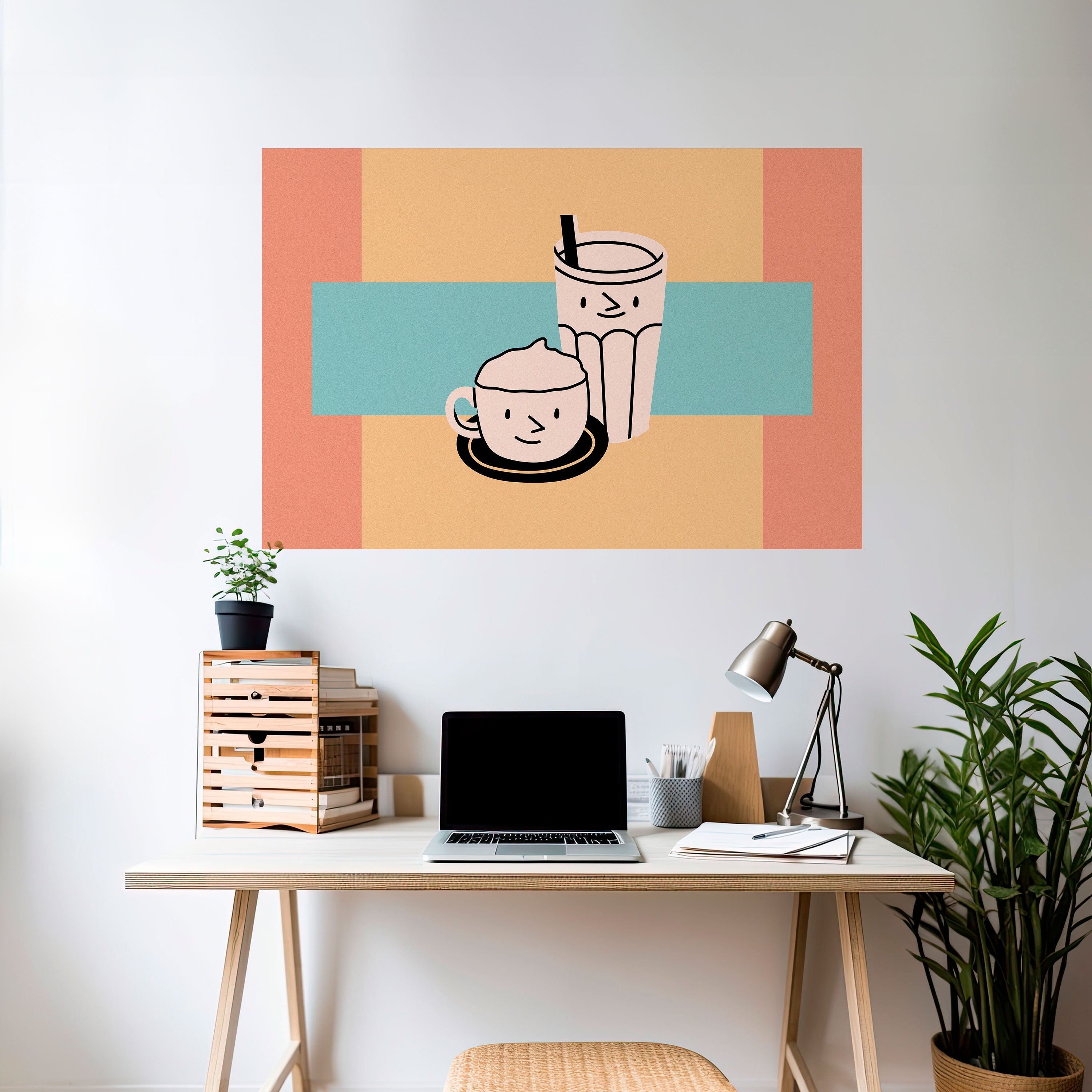 Αφίσα COFFEE PLEASURES με οριζόντια τοποθέτηση και κολλητική ταινία