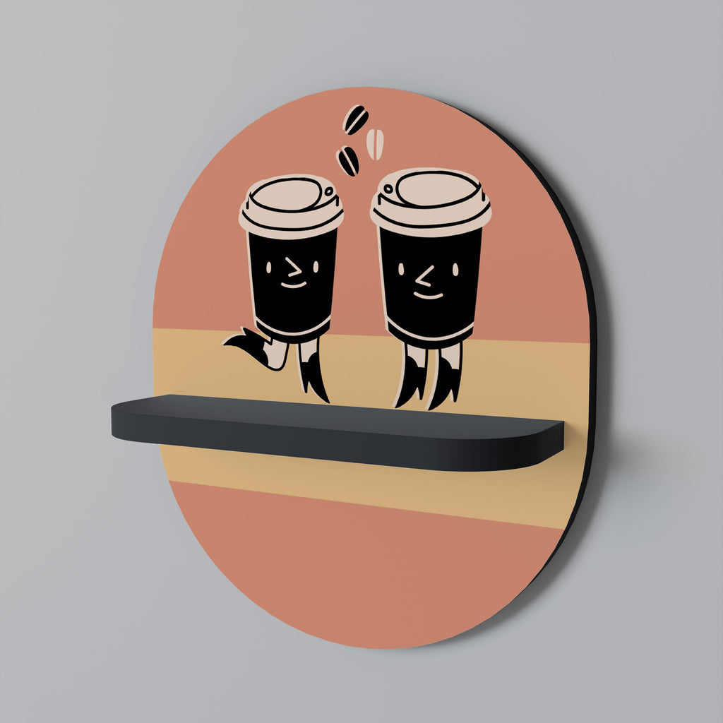 Οβάλ ράφι JOYFUL COFFEE σε μαύρο φινίρισμα