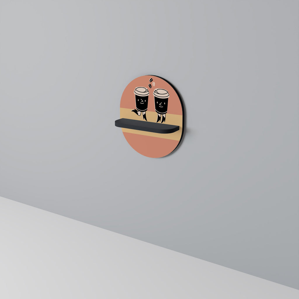 Οβάλ ράφι JOYFUL COFFEE σε μαύρο φινίρισμα