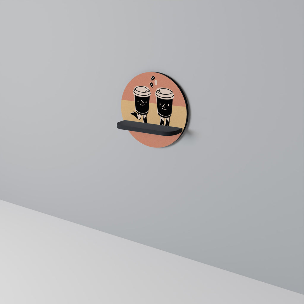 Στρογγυλό ράφι JOYFUL COFFEE σε μαύρο φινίρισμα