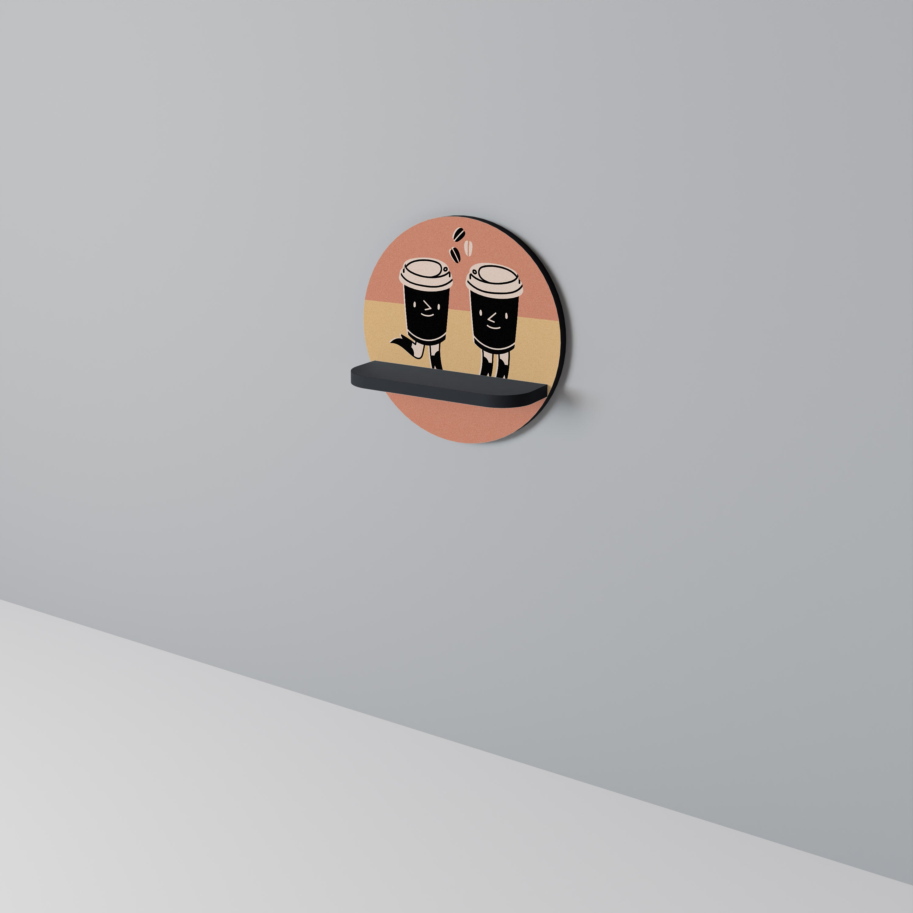 Στρογγυλό ράφι JOYFUL COFFEE σε μαύρο φινίρισμα