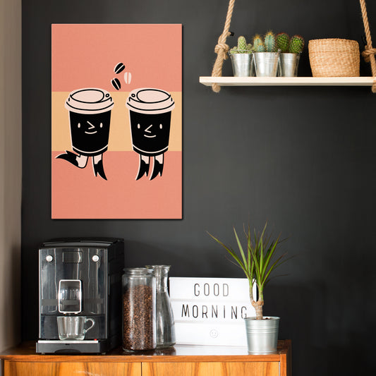 JOYFUL COFFEE Κατακόρυφος Πίνακας σε Καμβά