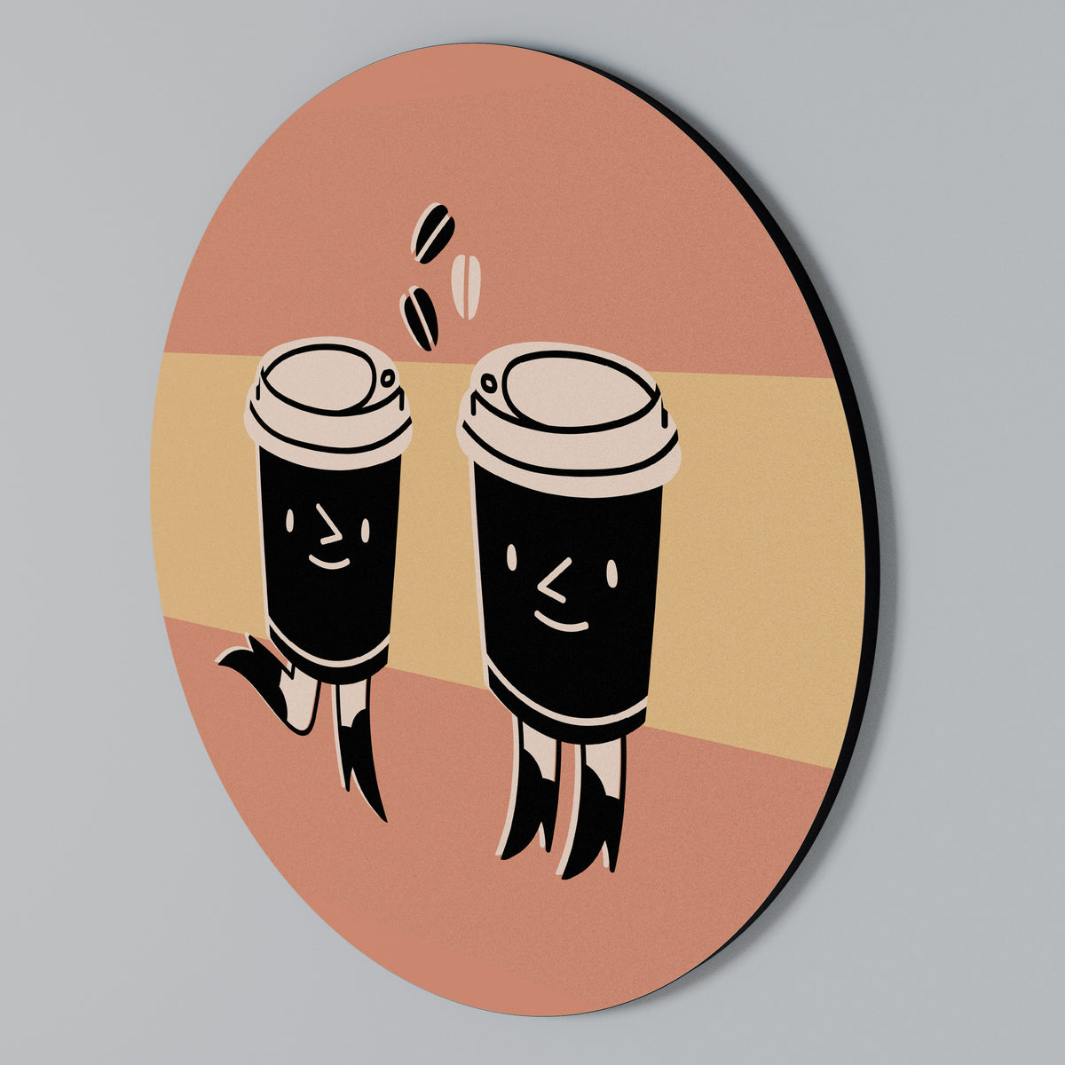 JOYFUL COFFEE Στρογγυλός πίνακας ζωγραφικής