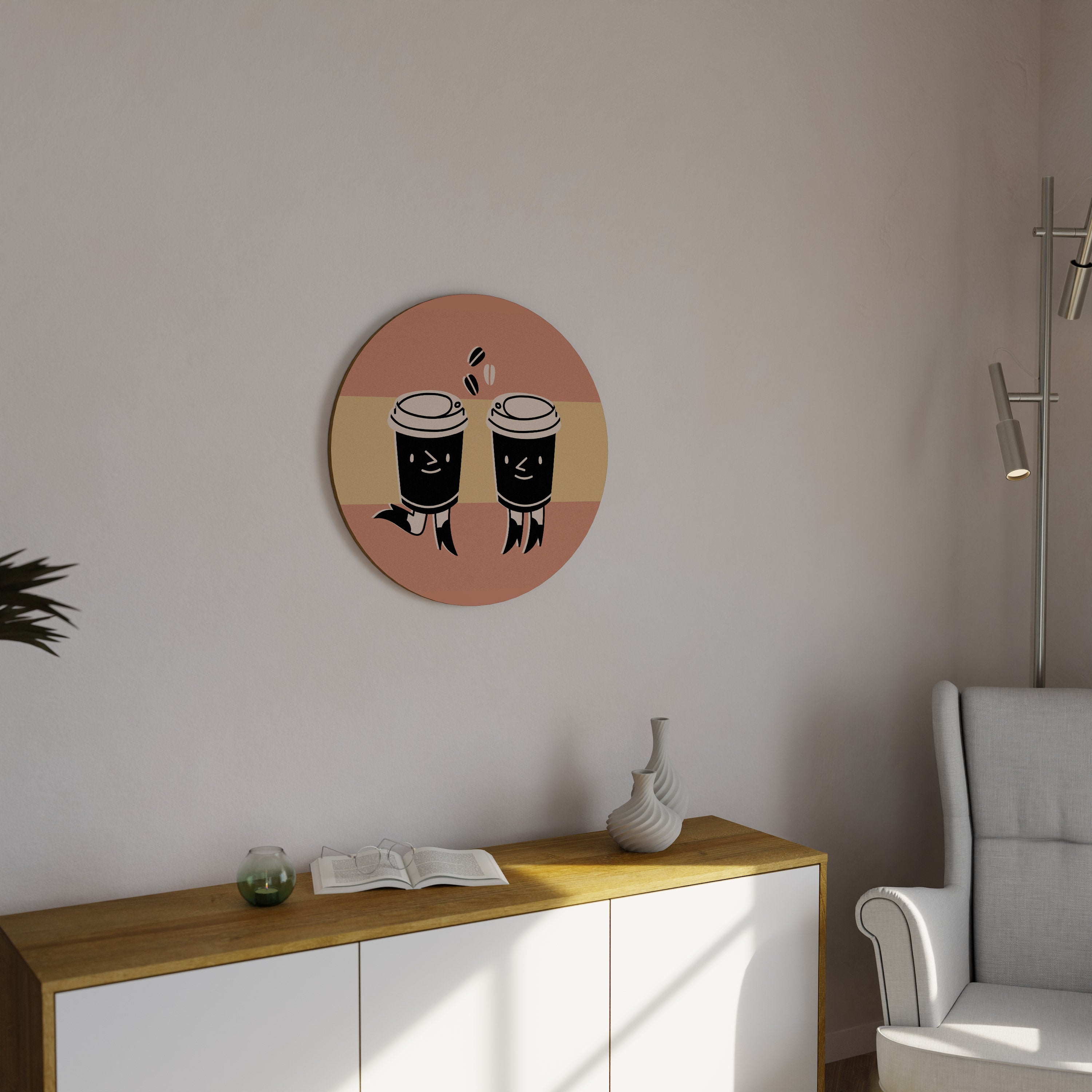 JOYFUL COFFEE Round Wall Art