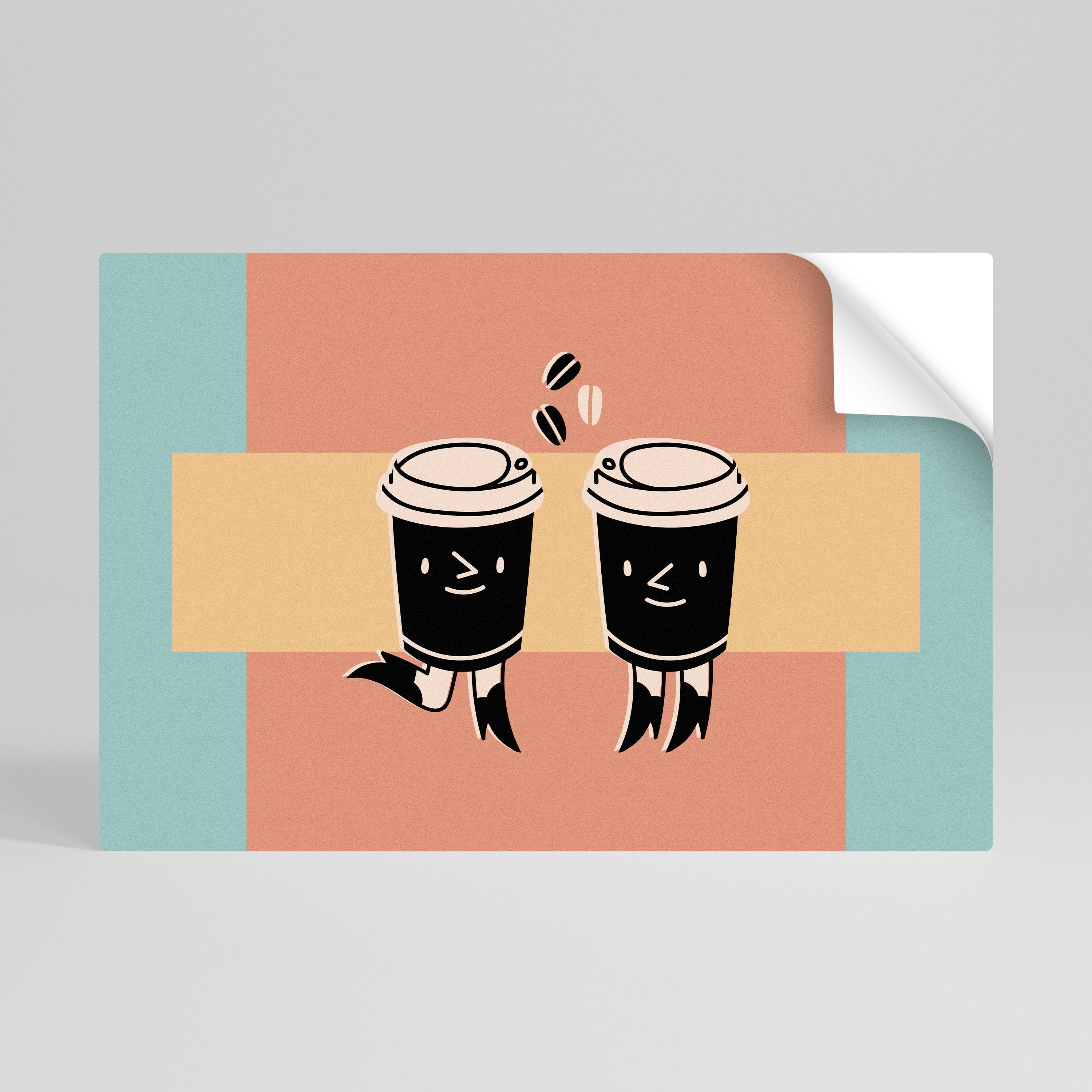 Οριζόντια αφίσα JOYFUL COFFEE με ξεφλουδισμένο και κολλημένο stick