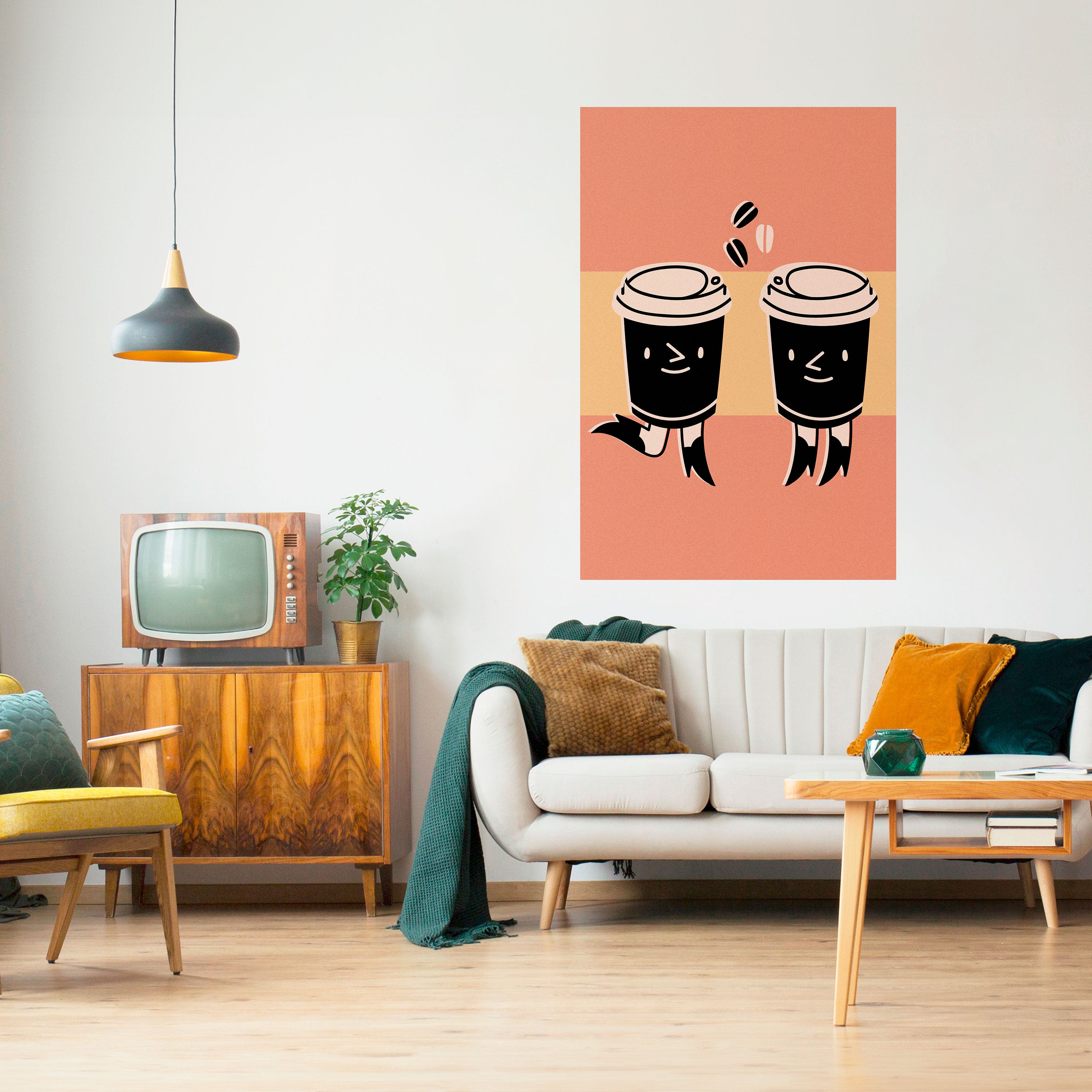 JOYFUL COFFEE Peel and Stick Vertical Poster