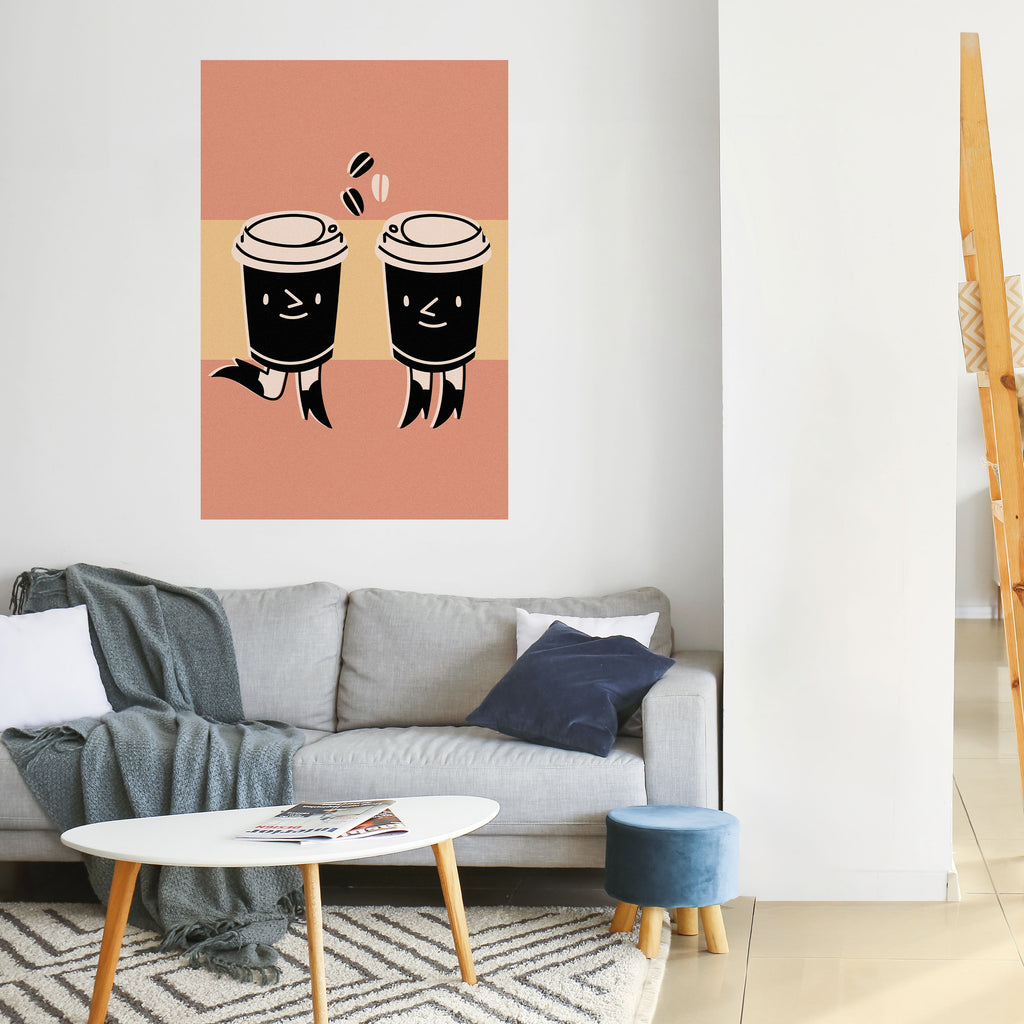 Αφίσα JOYFUL COFFEE με φλούδα και ραβδί κάθετης γραμμής