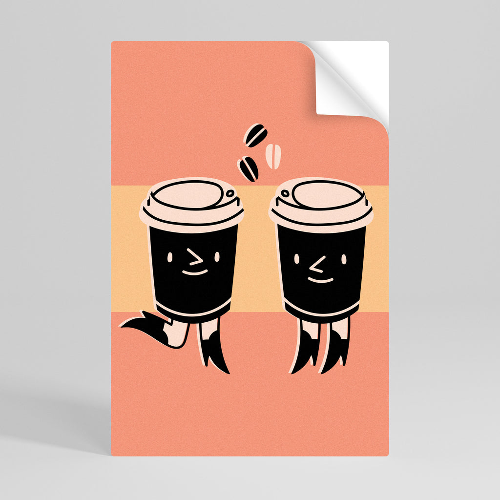 Αφίσα JOYFUL COFFEE με φλούδα και ραβδί κάθετης γραμμής