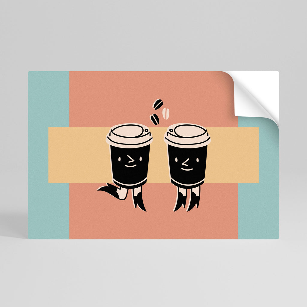 Οριζόντια αφίσα JOYFUL COFFEE με ξεφλουδισμένο και κολλημένο stick