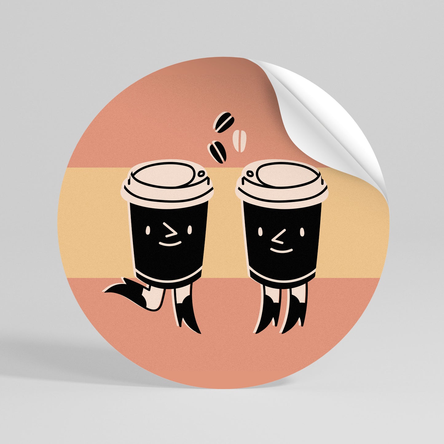 JOYFUL COFFEE Αυτοκόλλητη Αφίσα στρογγυλή