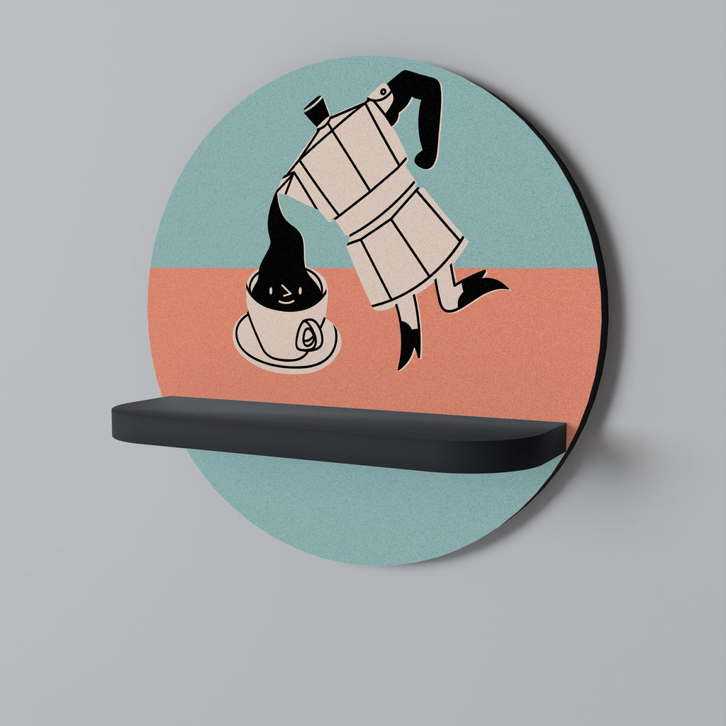 Στρογγυλό ράφι POWER ESPRESSO Art σε μαύρο φινίρισμα