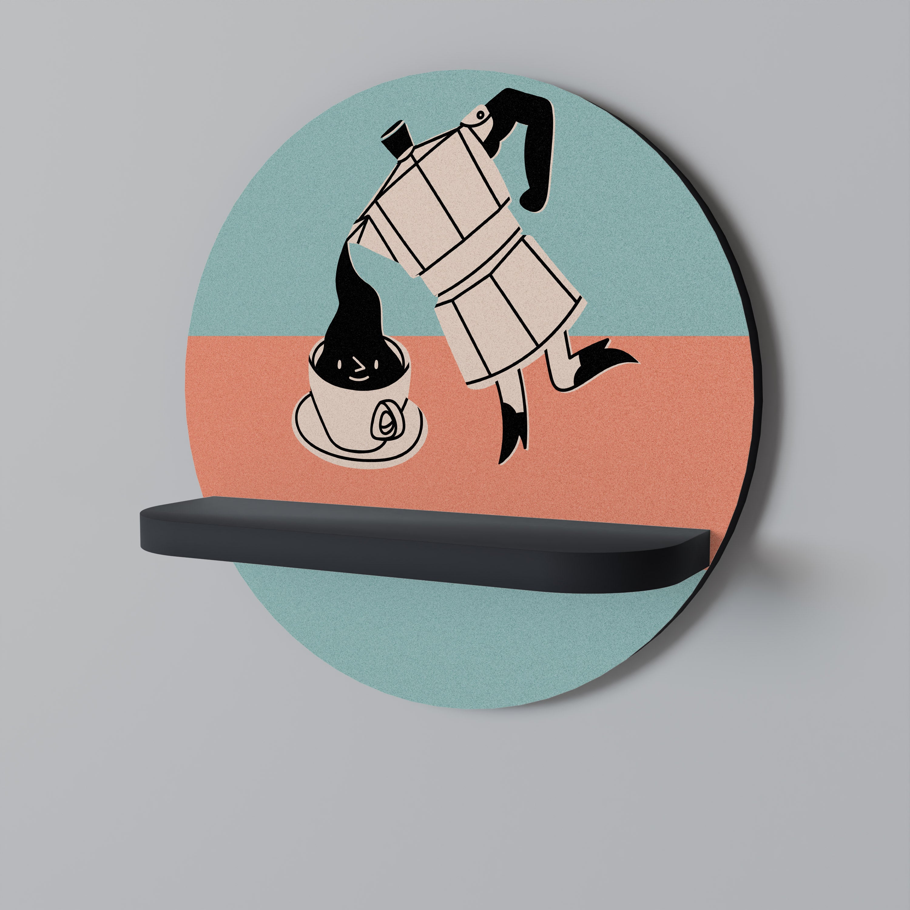 Στρογγυλό ράφι POWER ESPRESSO Art σε μαύρο φινίρισμα
