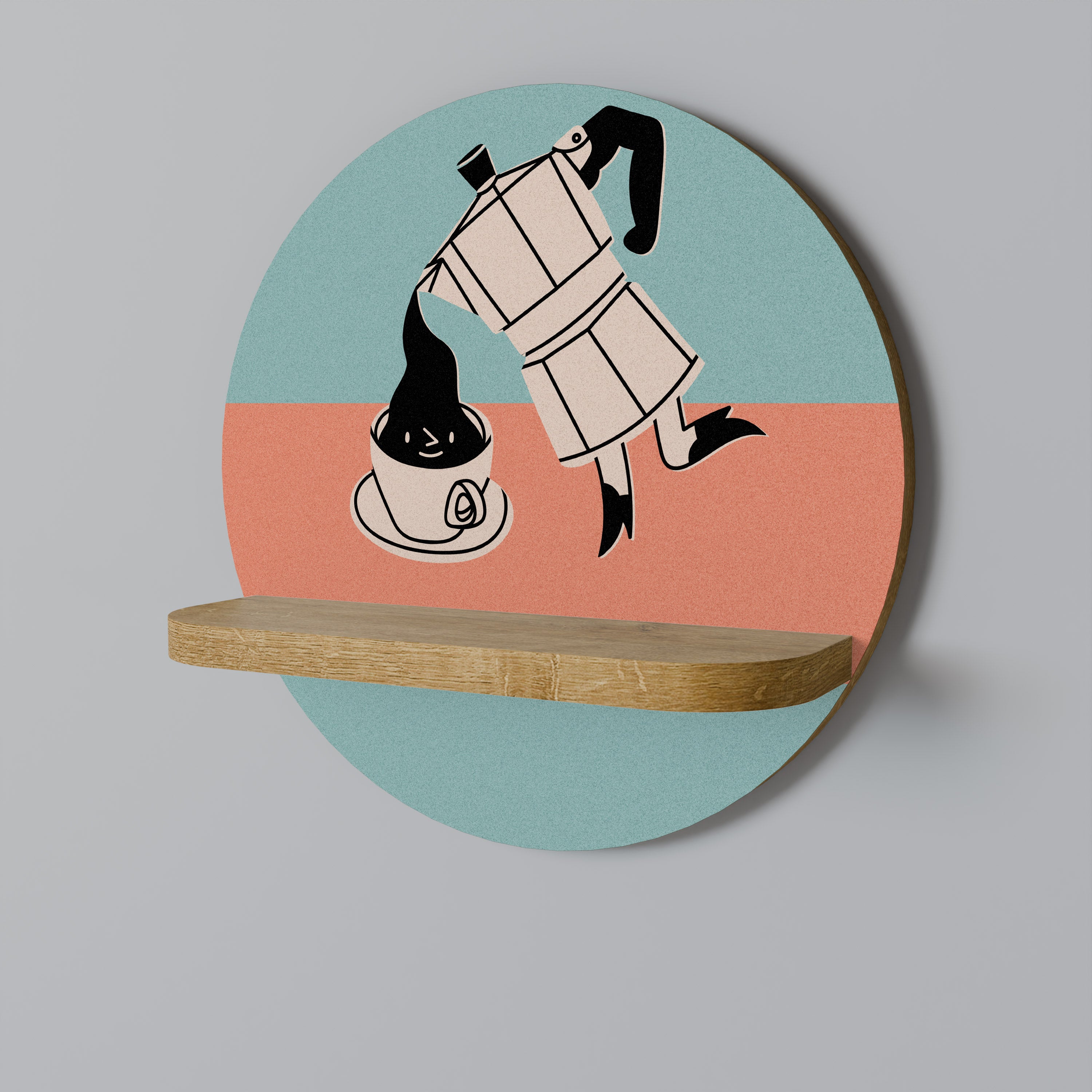Στρογγυλό ράφι POWER ESPRESSO σε στιλ δρυός