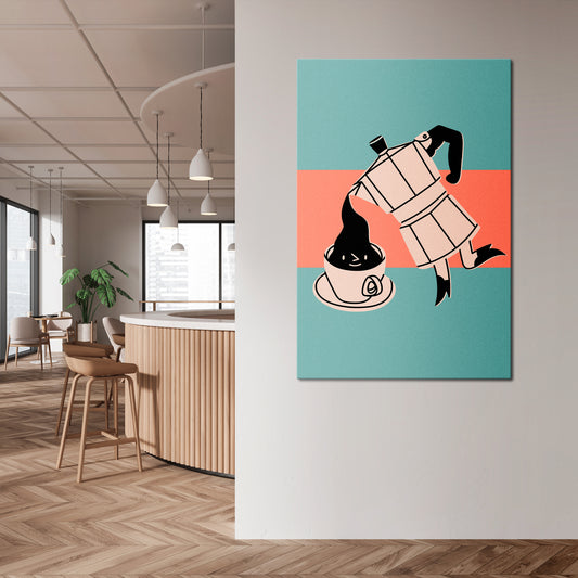 POWER ESPRESSO Κατακόρυφος Πίνακας σε Καμβά