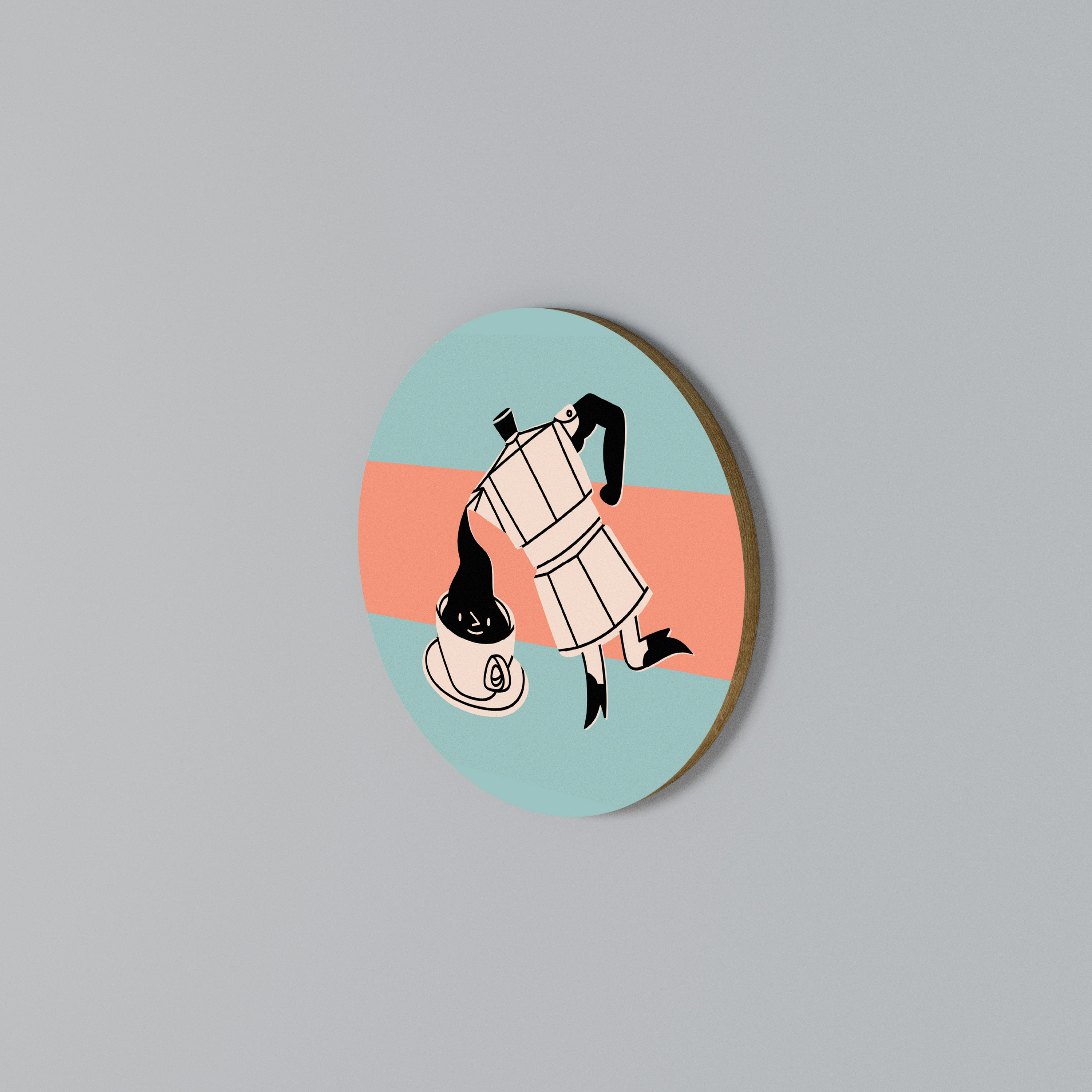 POWER ESPRESSO Round Wall Art
