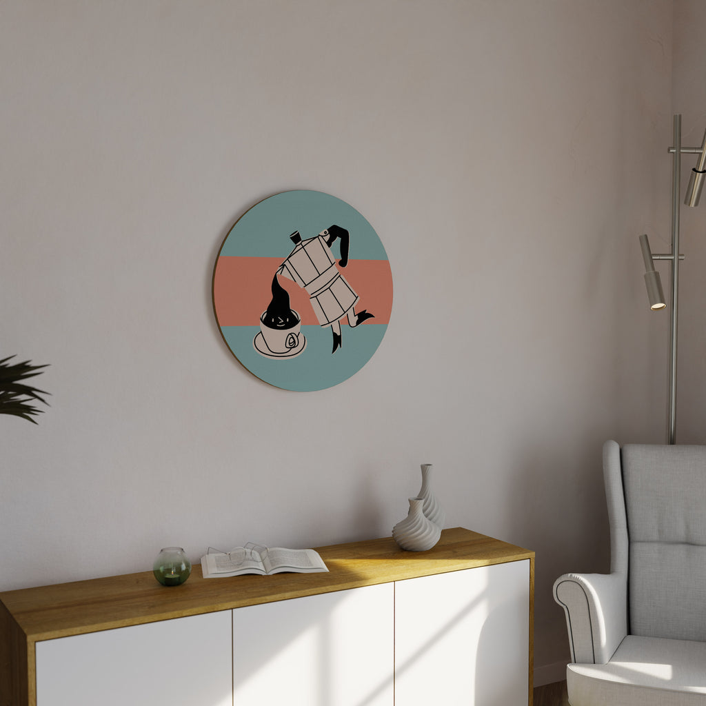 POWER ESPRESSO Round Wall Art