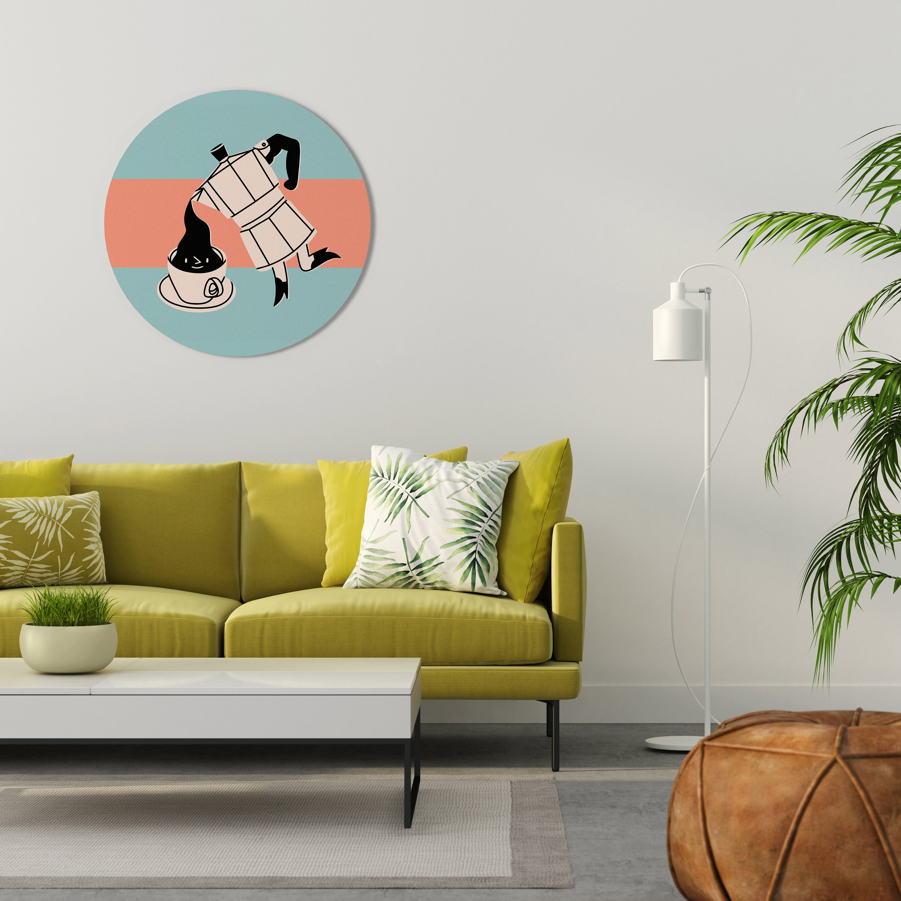 POWER ESPRESSO Round Wall Art