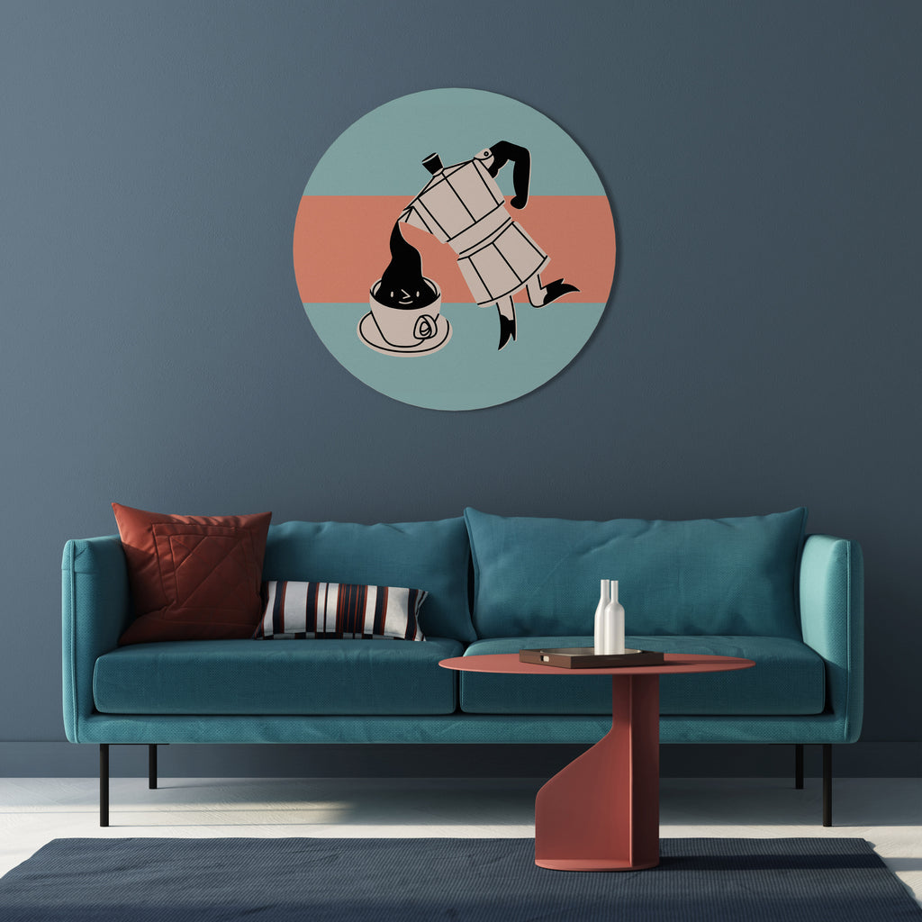 POWER ESPRESSO Round Wall Art
