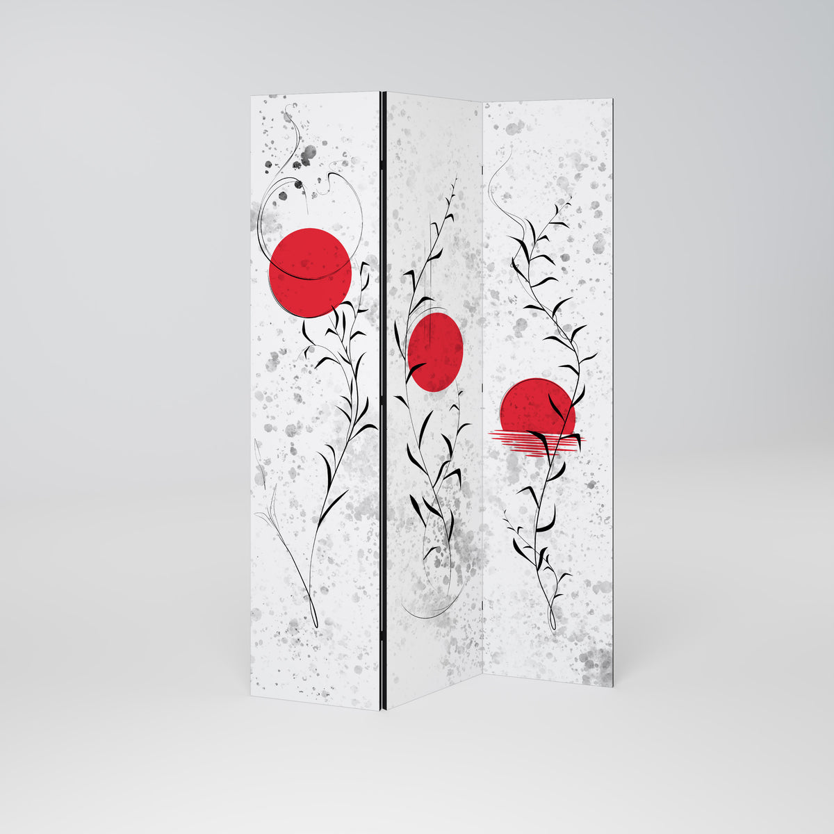 RED WHISPERS IN FOLIAGE Παραβάν με 3 πάνελ