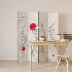 RED WHISPERS IN FOLIAGE 4-Panel Room Divider