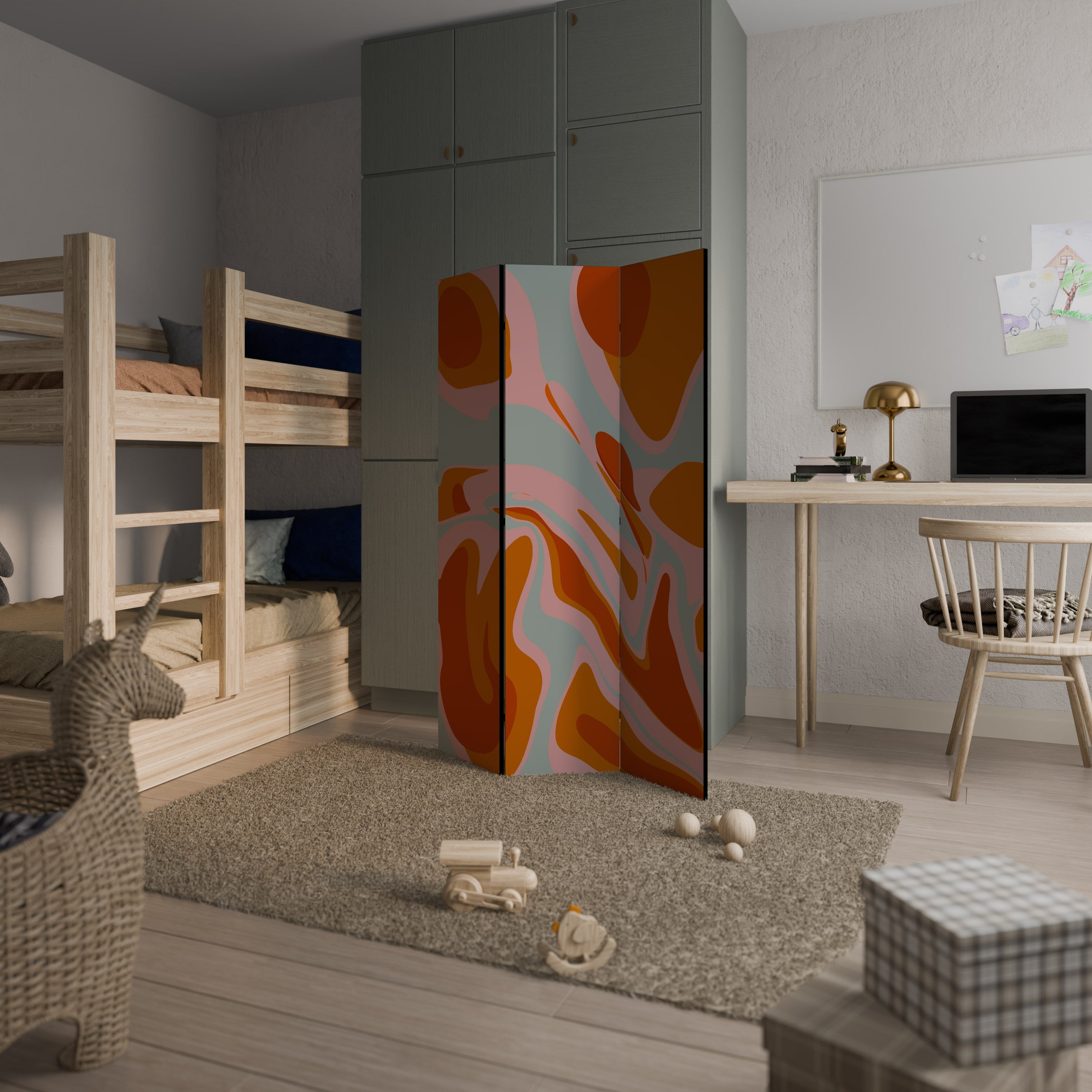 FLOATING BURN Διακοσμητικό παραβάν με 3 πάνελ