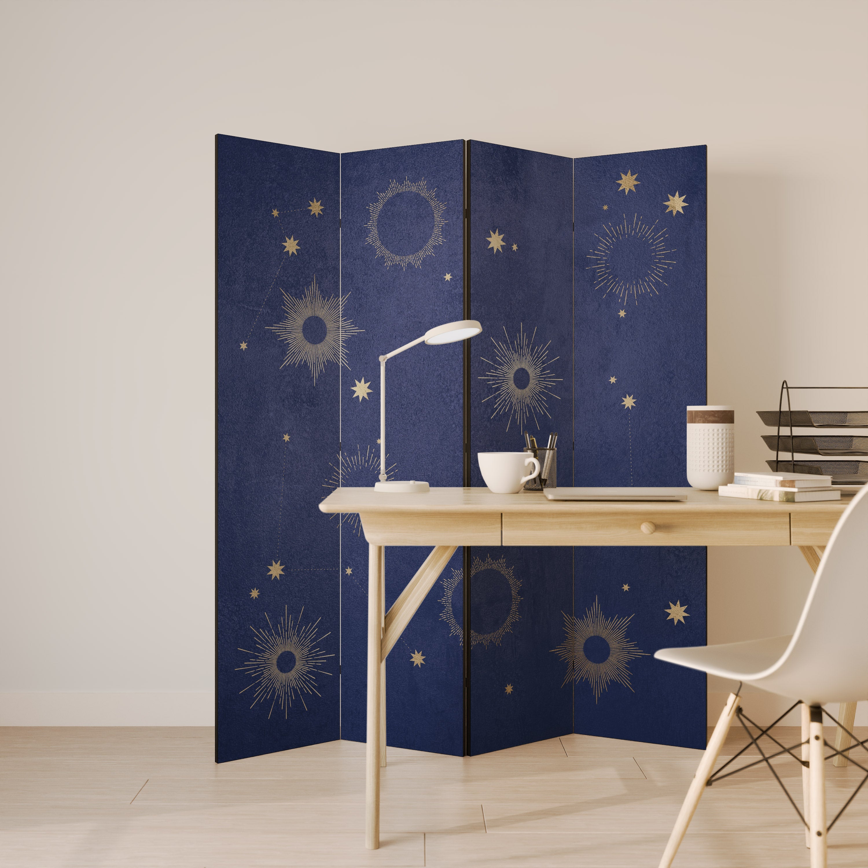 MIDNIGHT PATH Decorative 4-Panel Room Divider