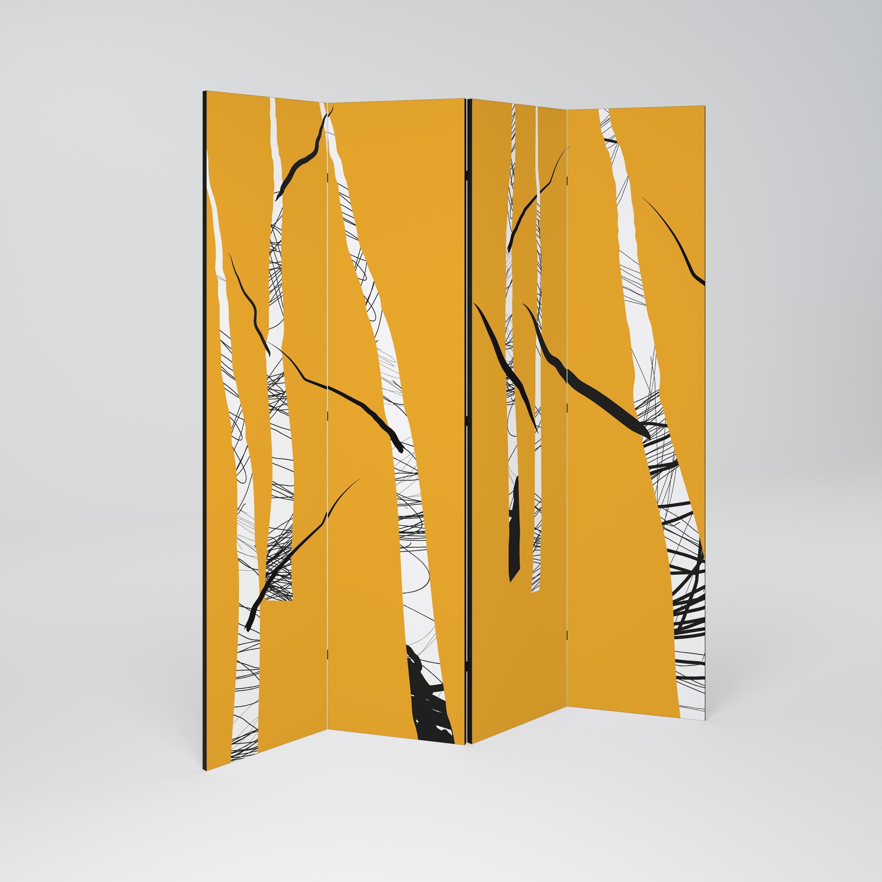 BIRCH ABSTRACT Decorative 4-Panel Room Divider