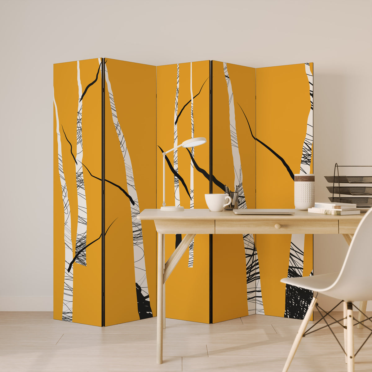 BIRCH ABSTRACT Παραβάν με 5 πάνελ