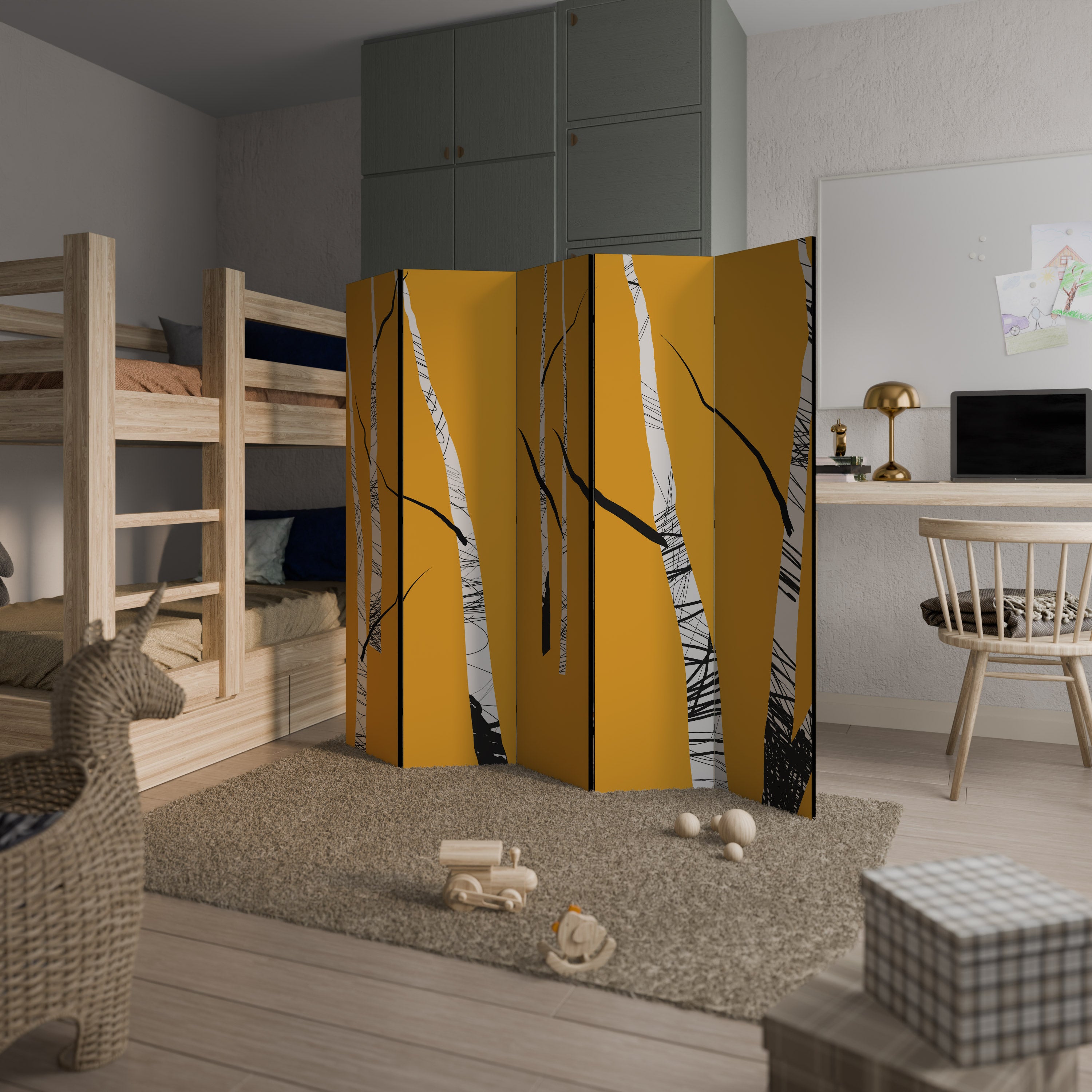 BIRCH ABSTRACT Παραβάν με 5 πάνελ