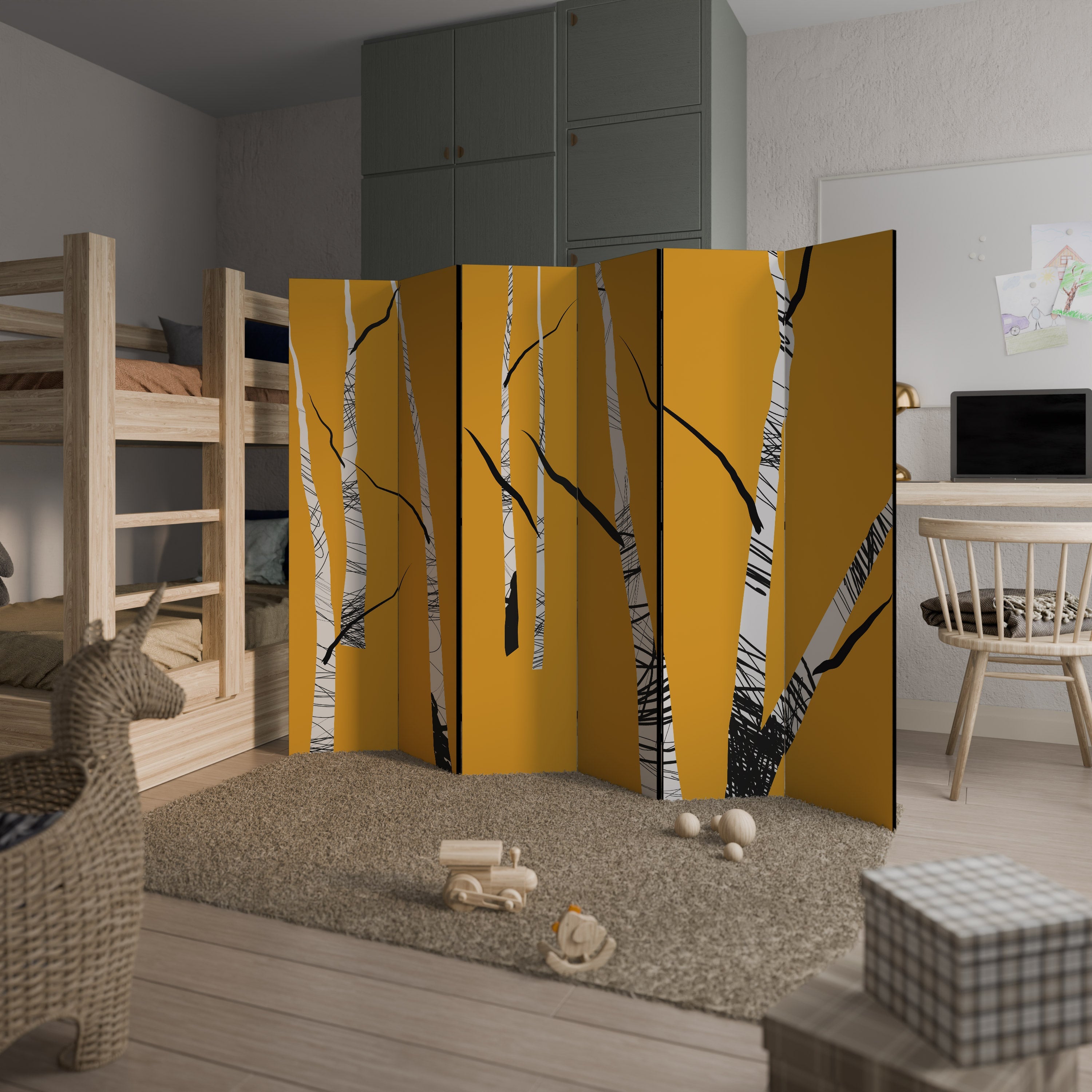 BIRCH ABSTRACT Διακοσμητικό διαχωριστικό δωματίου 6 πάνελ